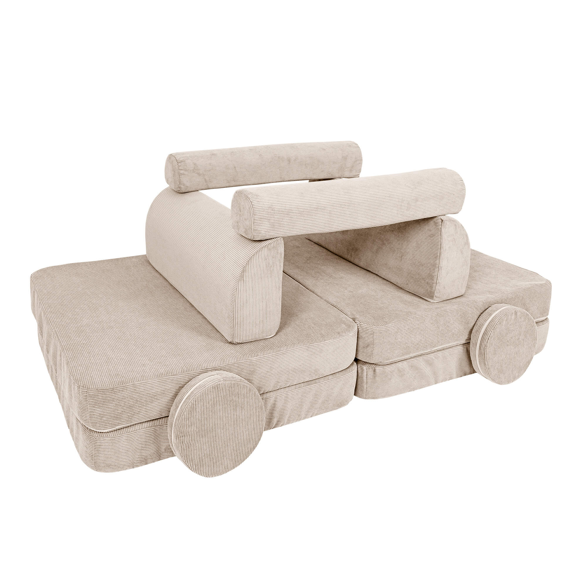 Kids Play Sofa | MeowBaby Slimcord play sofa | Modular Play Couch Cream | Cream Play sofa for Kids |