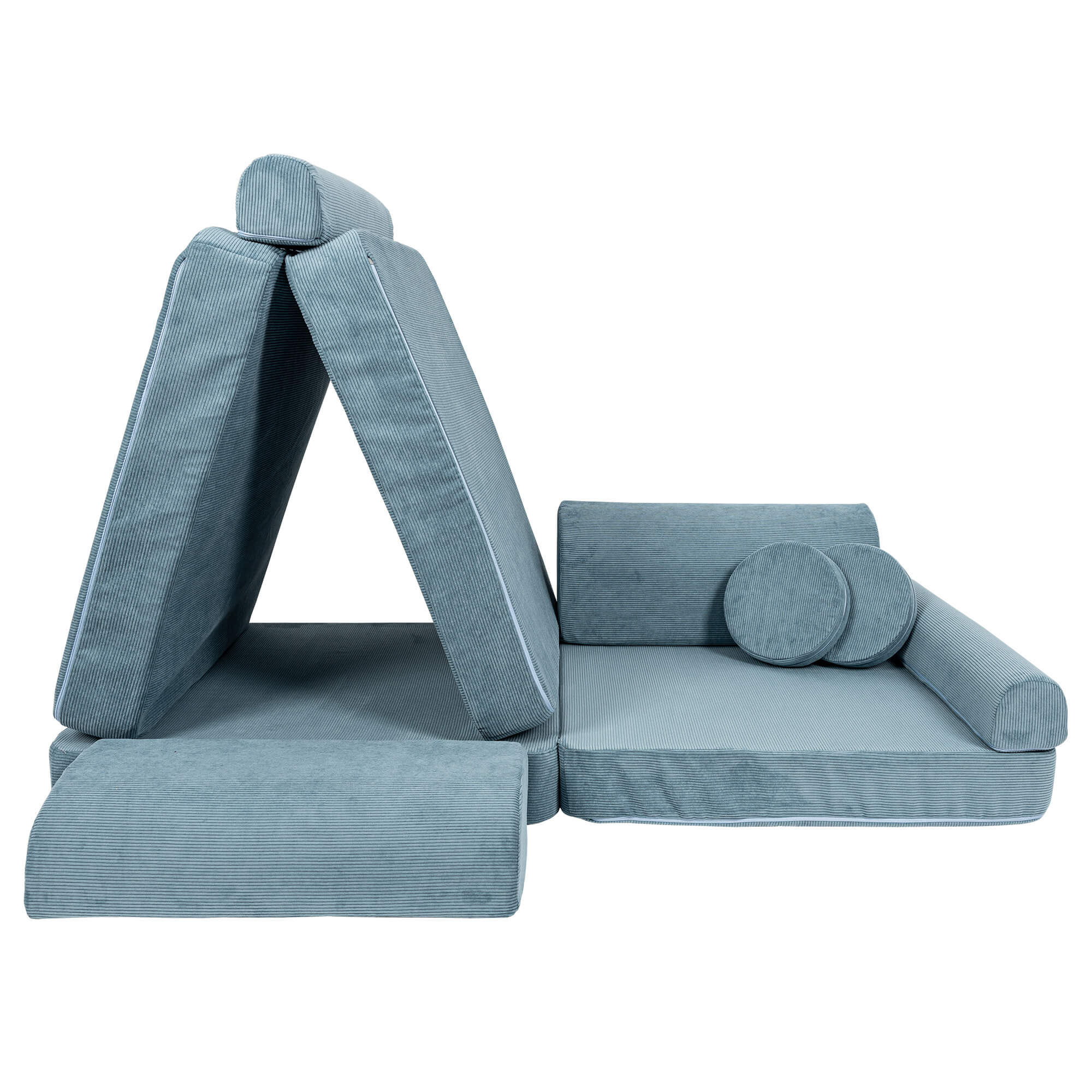 MeowBaby Slimcord Kids Play Sofa - Modular Play Couch Turquoise