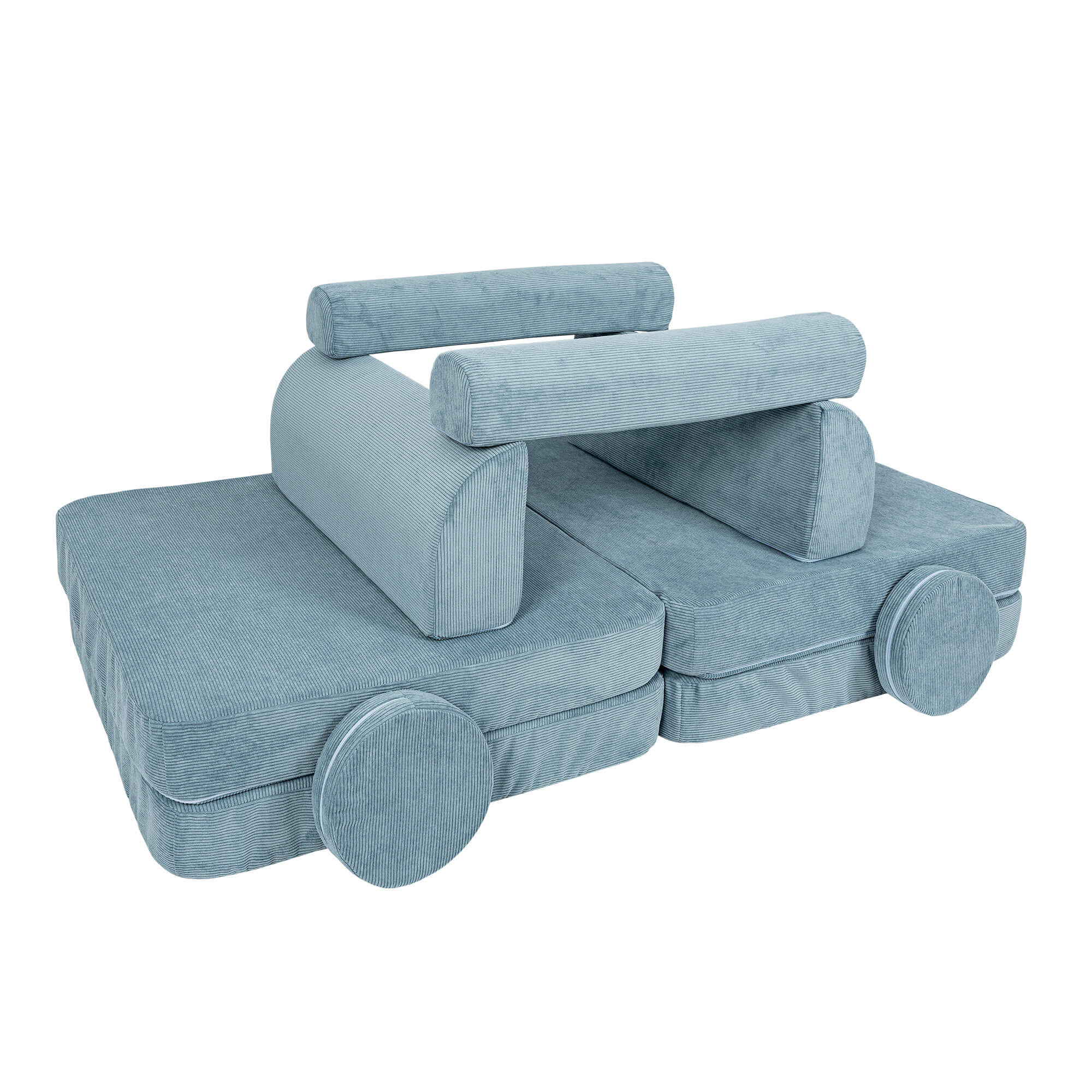 Kids Play Sofa | MeowBaby Slimcord play sofa | Modular Play Couch Turquoise | Turquoise Play sofa for Kids |