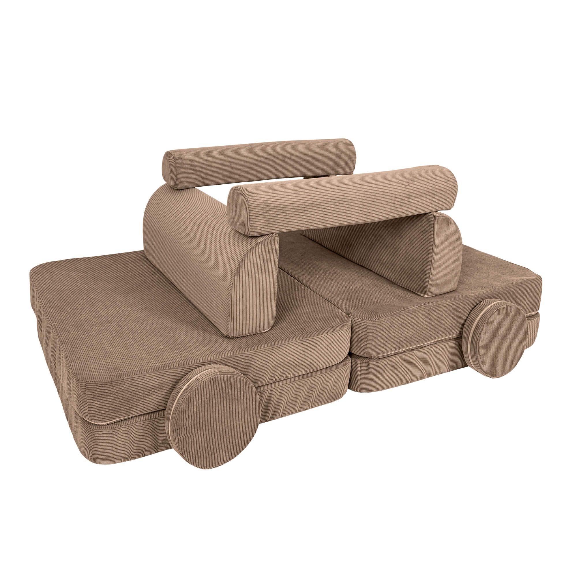 Kids Play Sofa | MeowBaby Slimcord play sofa | Modular Play Couch Brown | Brown Play sofa for Kids |