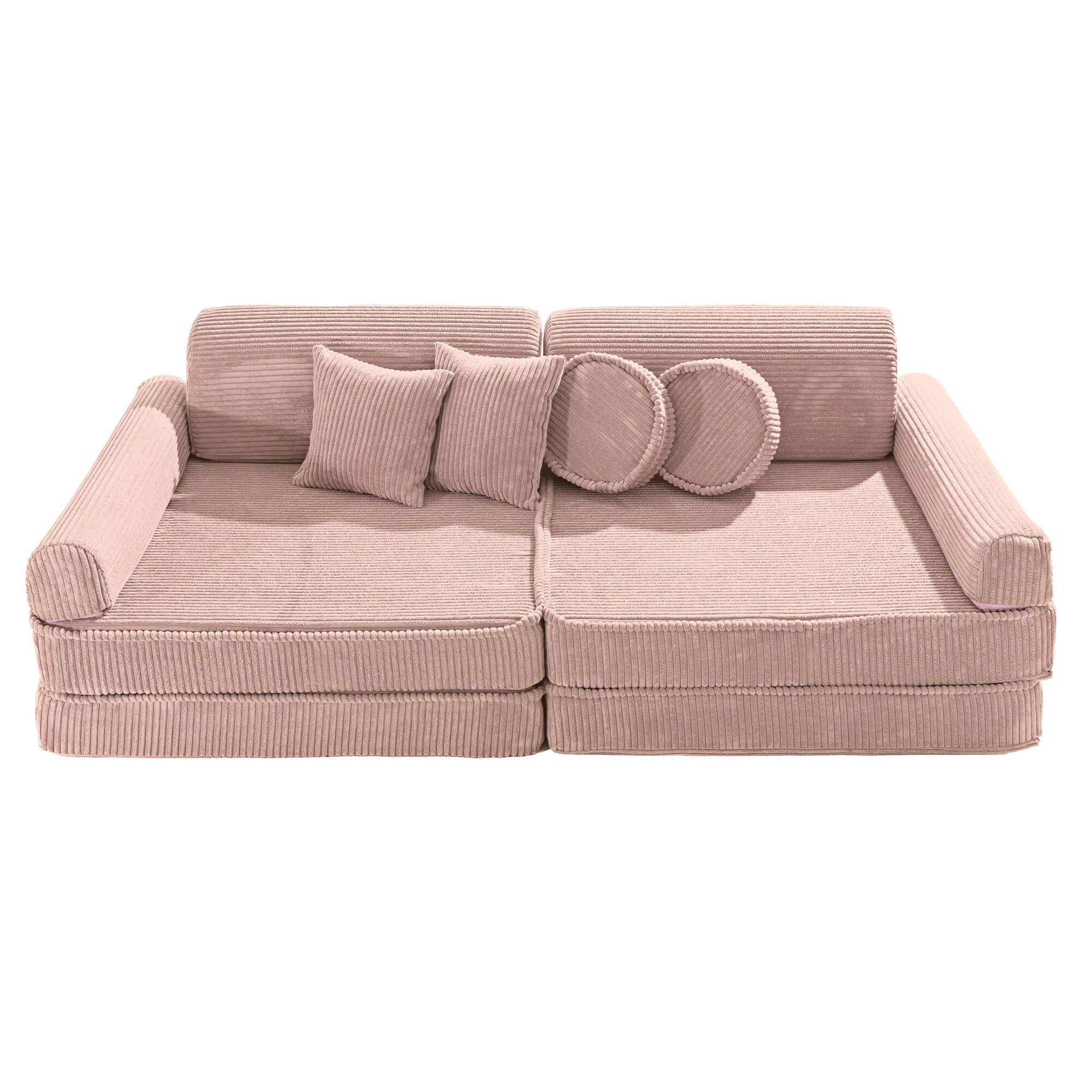 MeowBaby Aesthetic Kids Play Sofa | Pink Corduroy Play Sofa for Kids | Modular Play Sofa Couch Pink