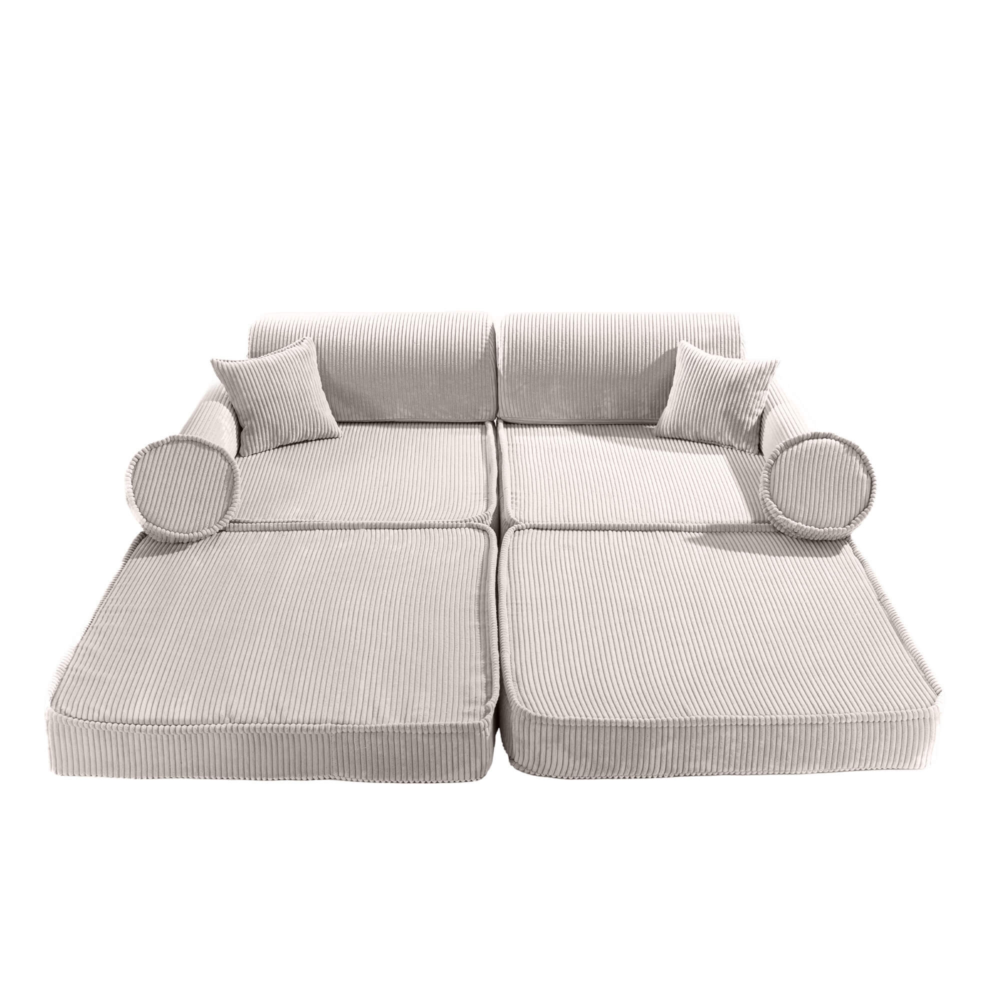MeowBaby Aesthetic Kids Play Sofa | Ecru Corduroy Play Sofa for Kids | Modular Play Sofa Couch Ecru