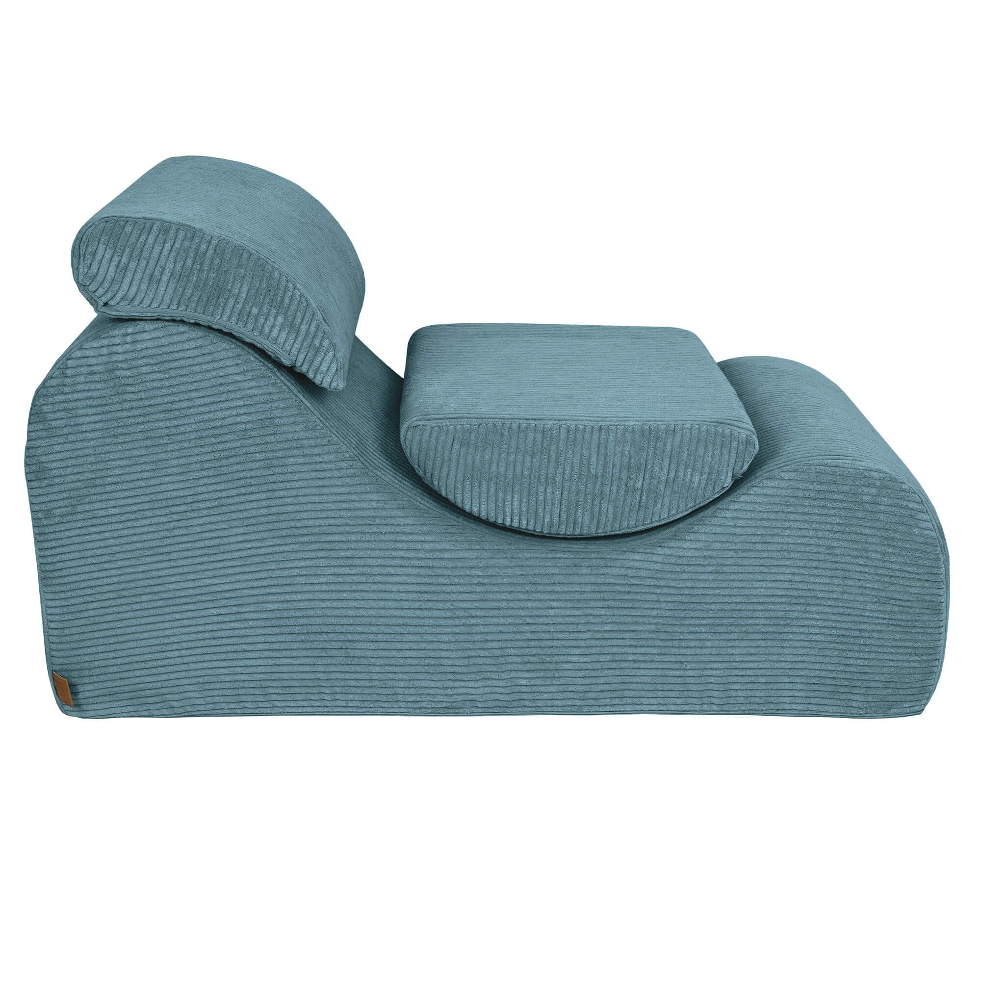 MeowBaby Aesthetic Wave Lounger - Comfy Toddler Foam Filled Chair Turquoise Corduroy