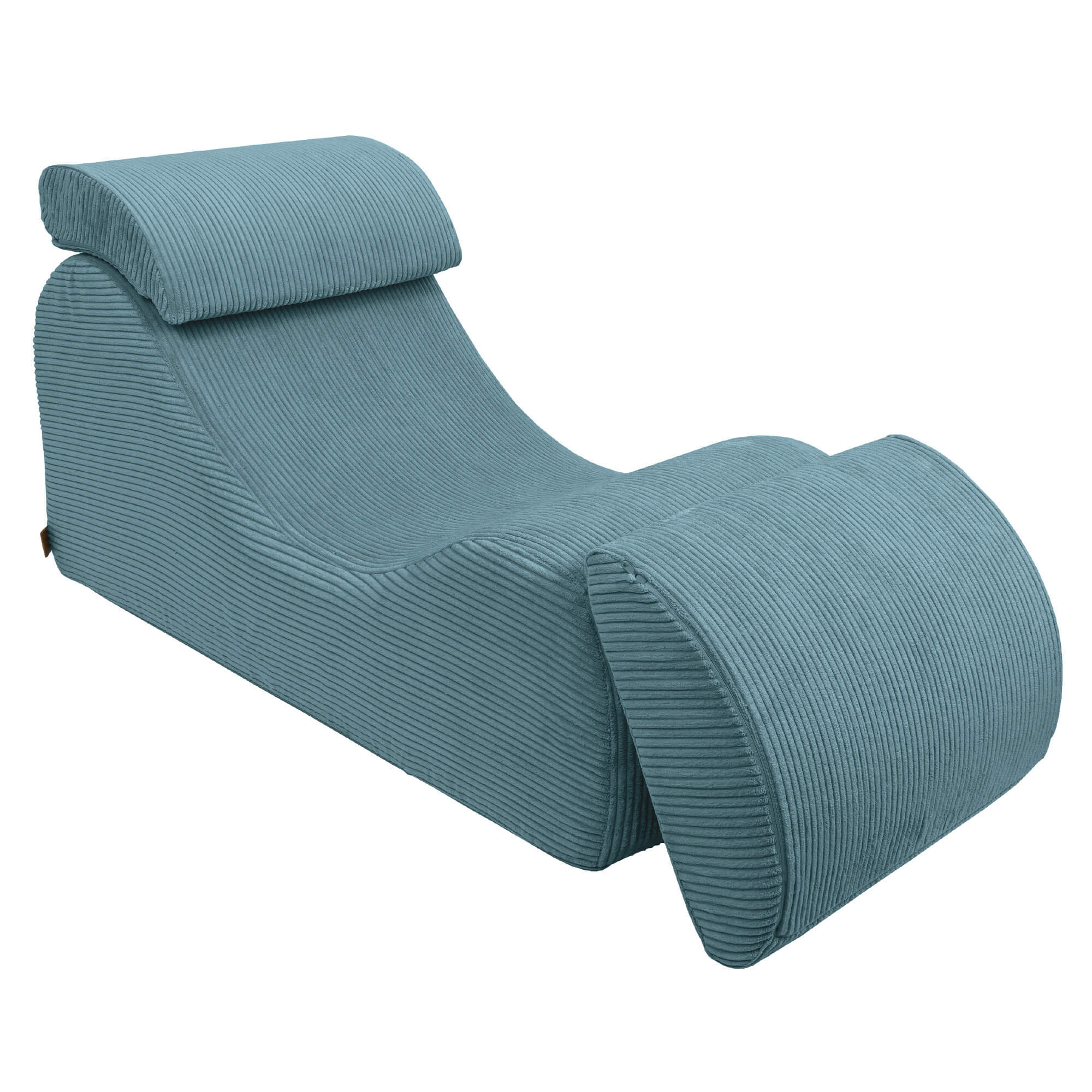 MeowBaby Aesthetic Wave Lounger - Comfy Toddler Foam Filled Chair Turquoise Corduroy
