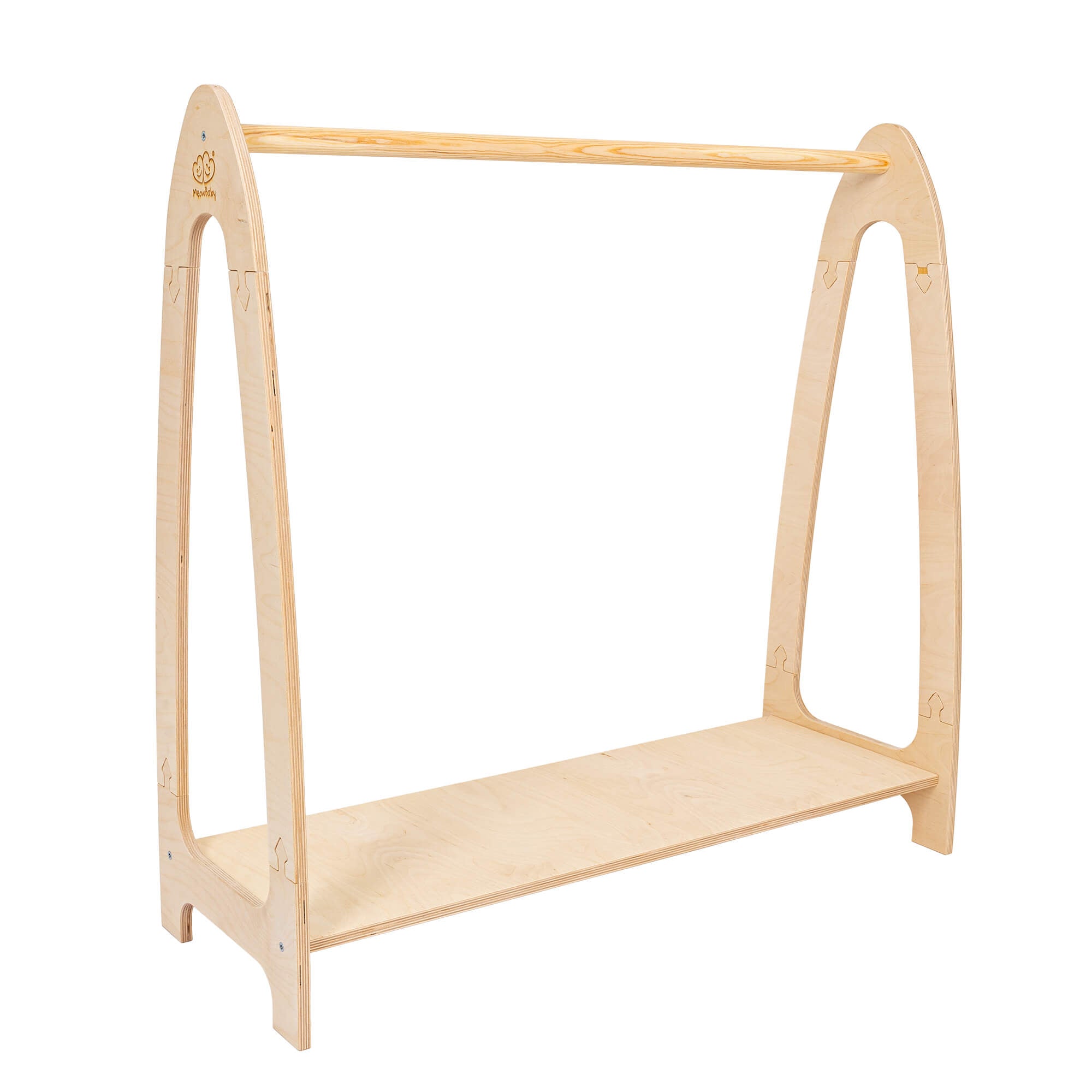 Soft Hanger - Wooden Clothes Rail With Shelve For Kids Bedroom