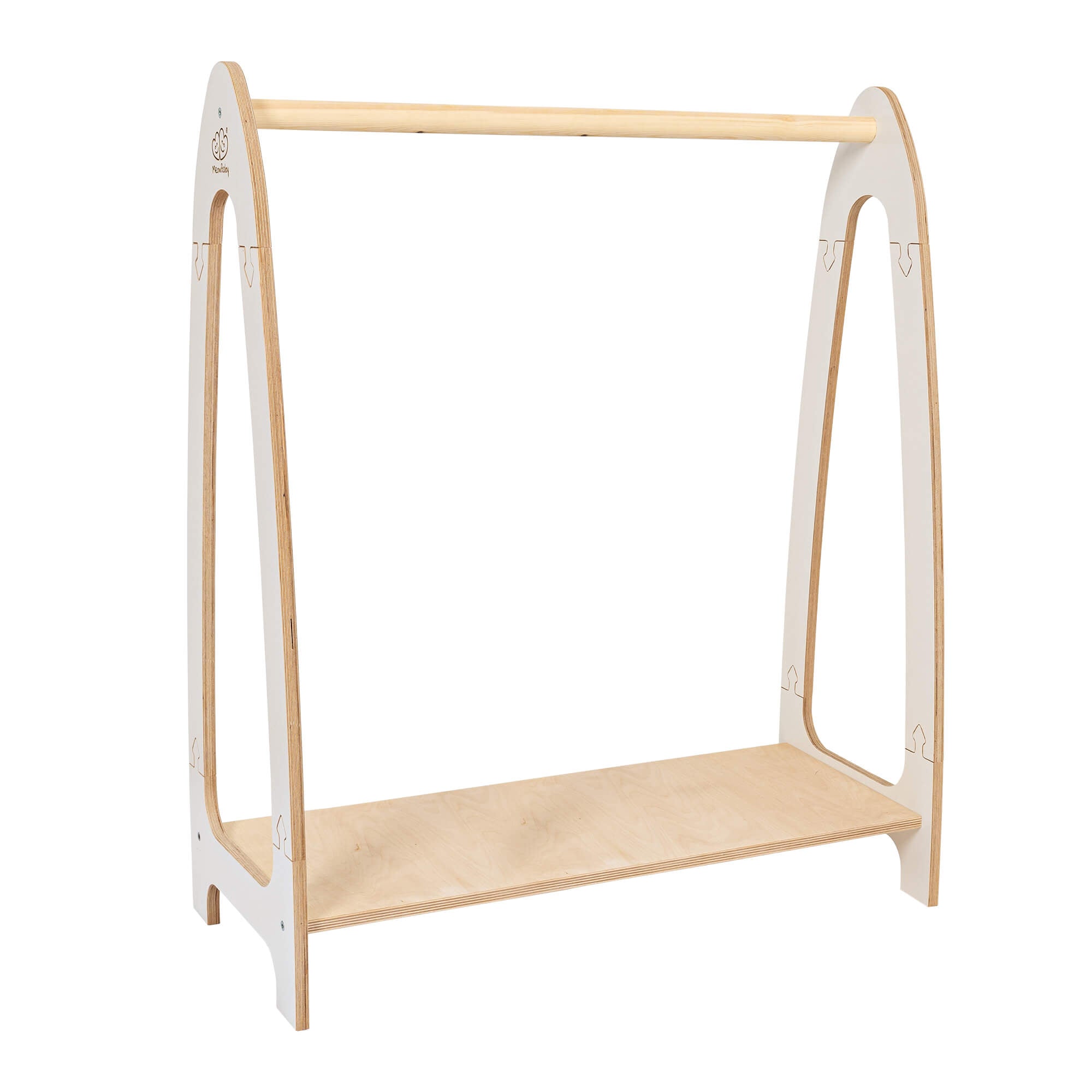 Soft Hanger - Wooden Clothes Rail With Shelve For Kids Bedroom