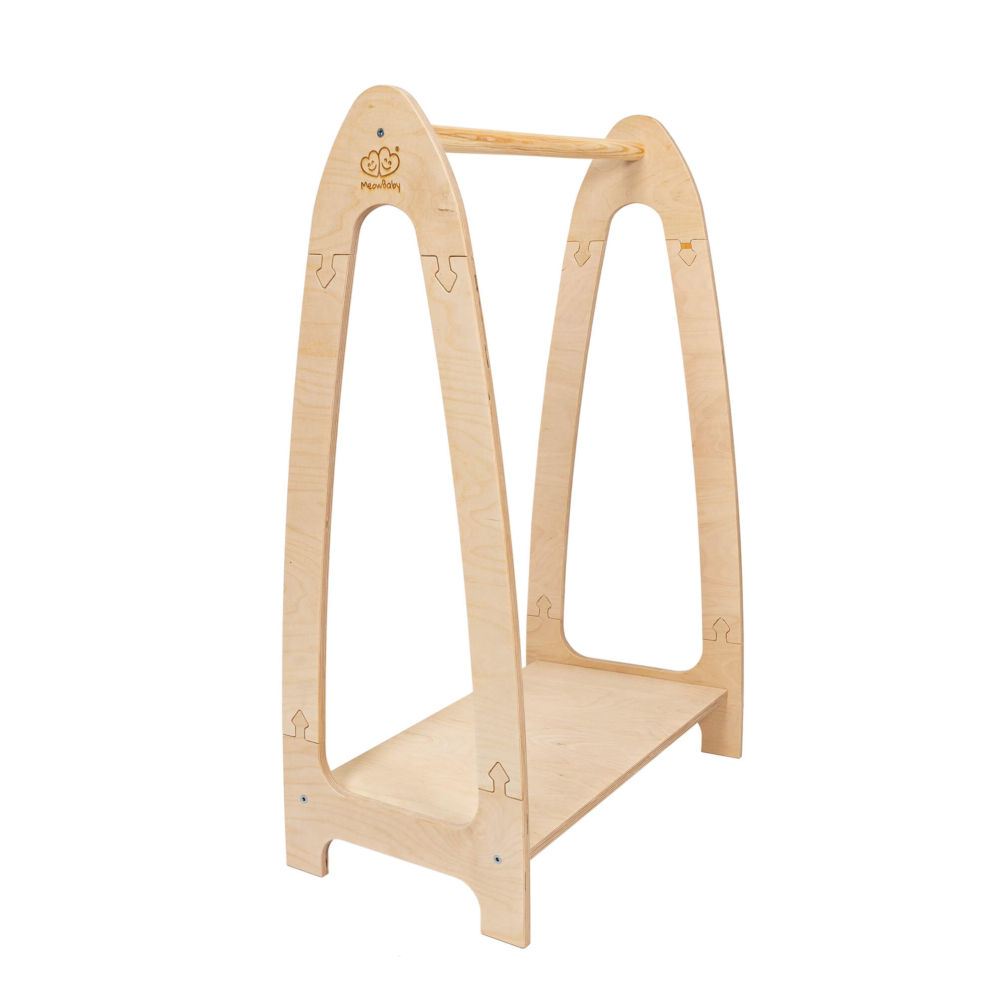 Soft Hanger - Wooden Clothes Rail With Shelve For Kids Bedroom