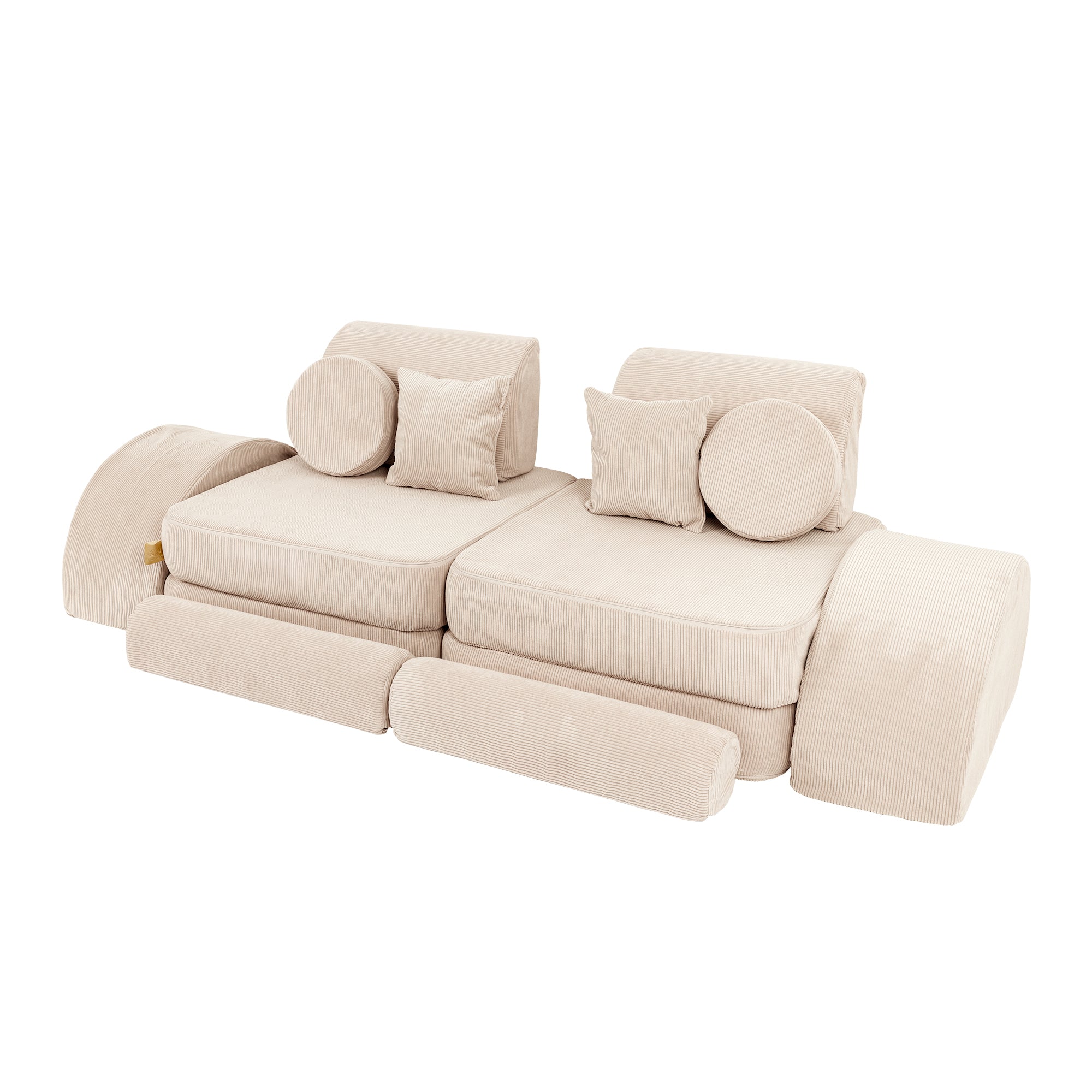 MeowBaby Slimcord Kids Play Sofa | Modular Play Sofa Bed | ecru/cream play sofa for kids | play couch |