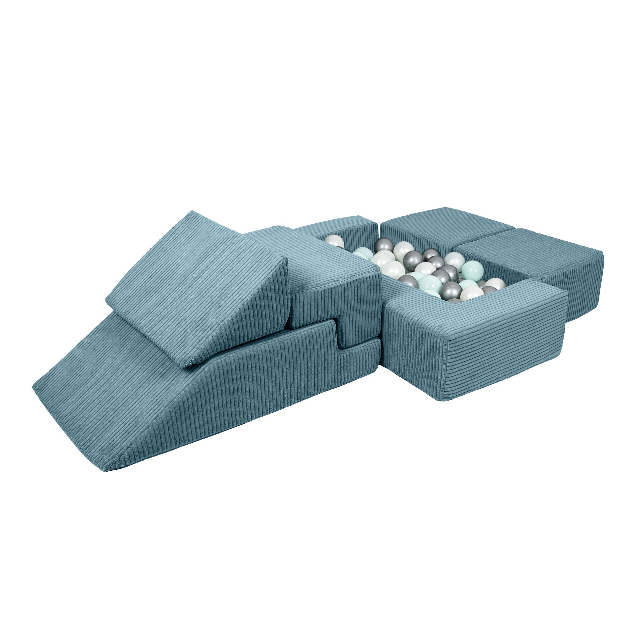 Aesthetic Kids Play Sofa Bricks - Modular Play Couch Turquoise Meowbaby