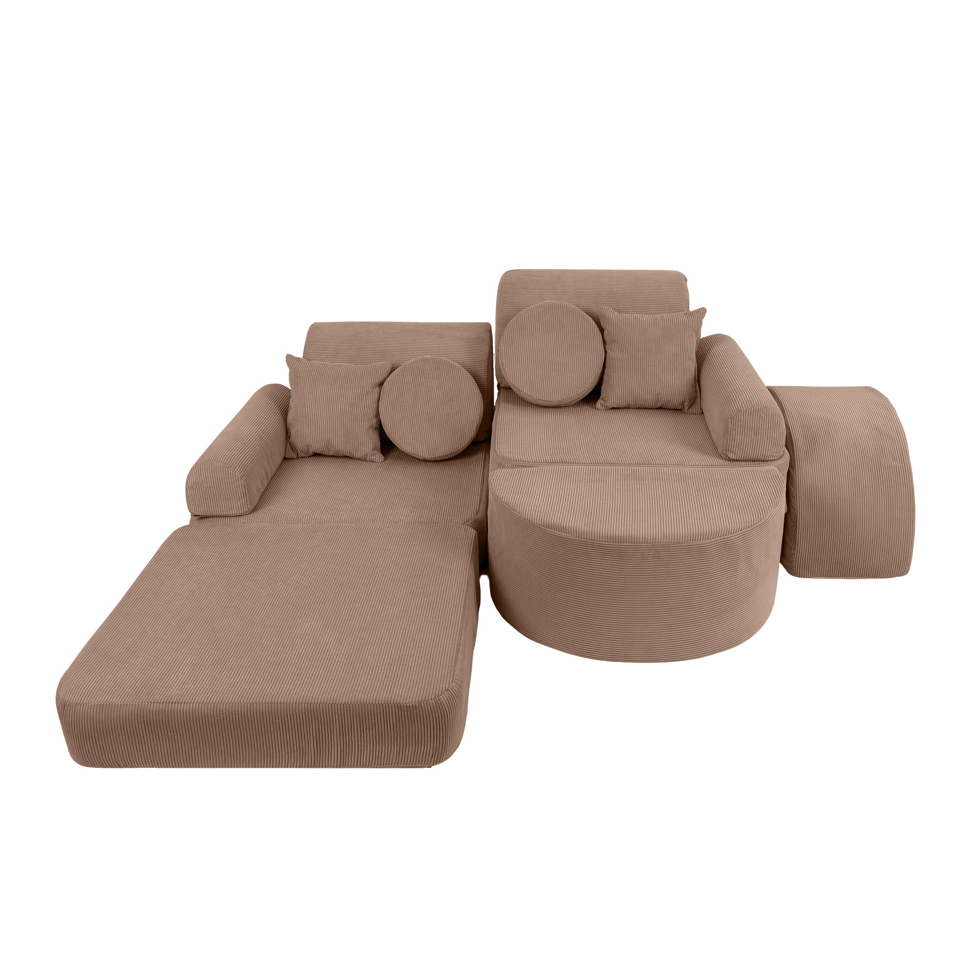 MeowBaby Slimcord Kids Play Sofa | Modular Play Sofa Bed | brown play sofa for kids | play couch |