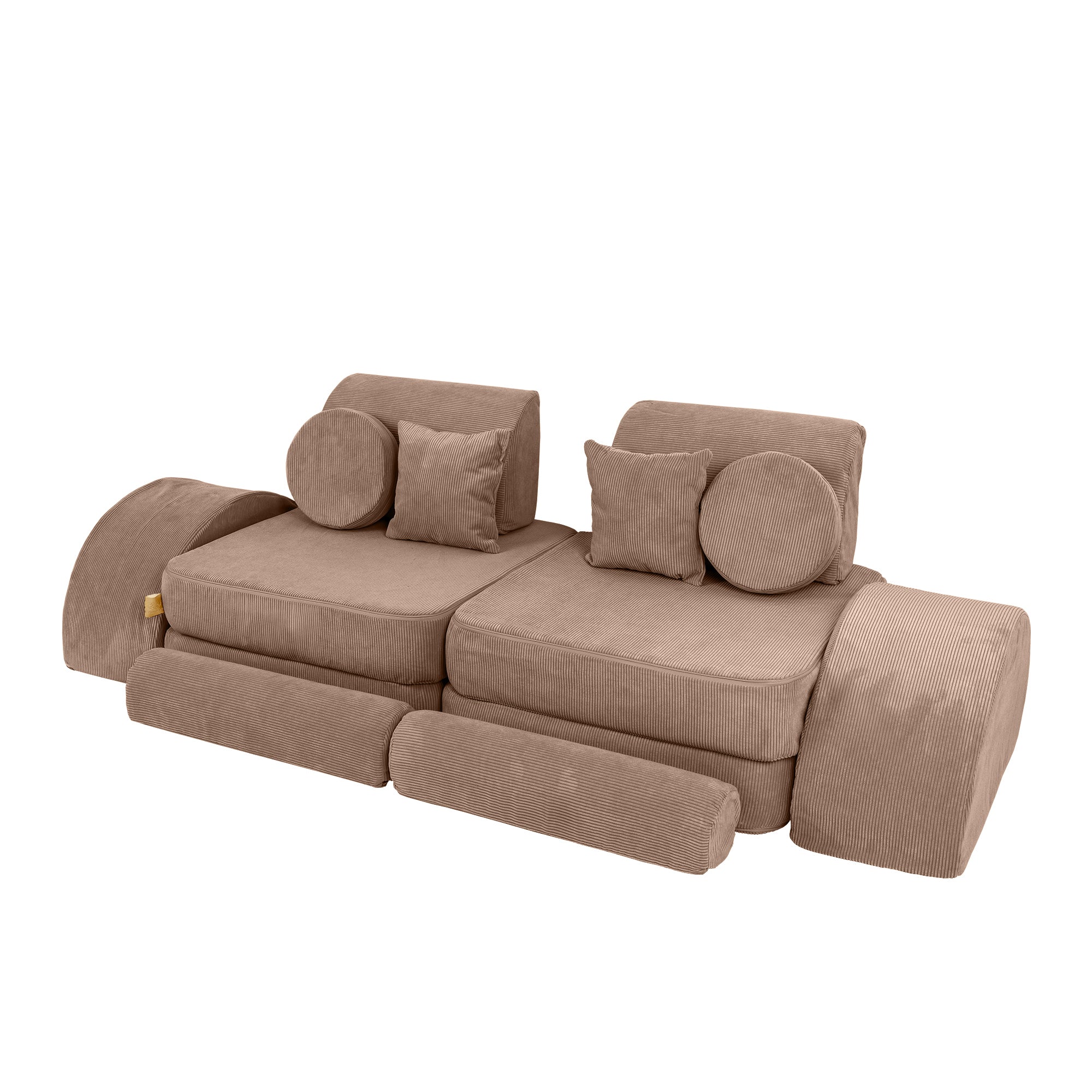 MeowBaby Slimcord Kids Play Sofa | Modular Play Sofa Bed | brown play sofa for kids | play couch |