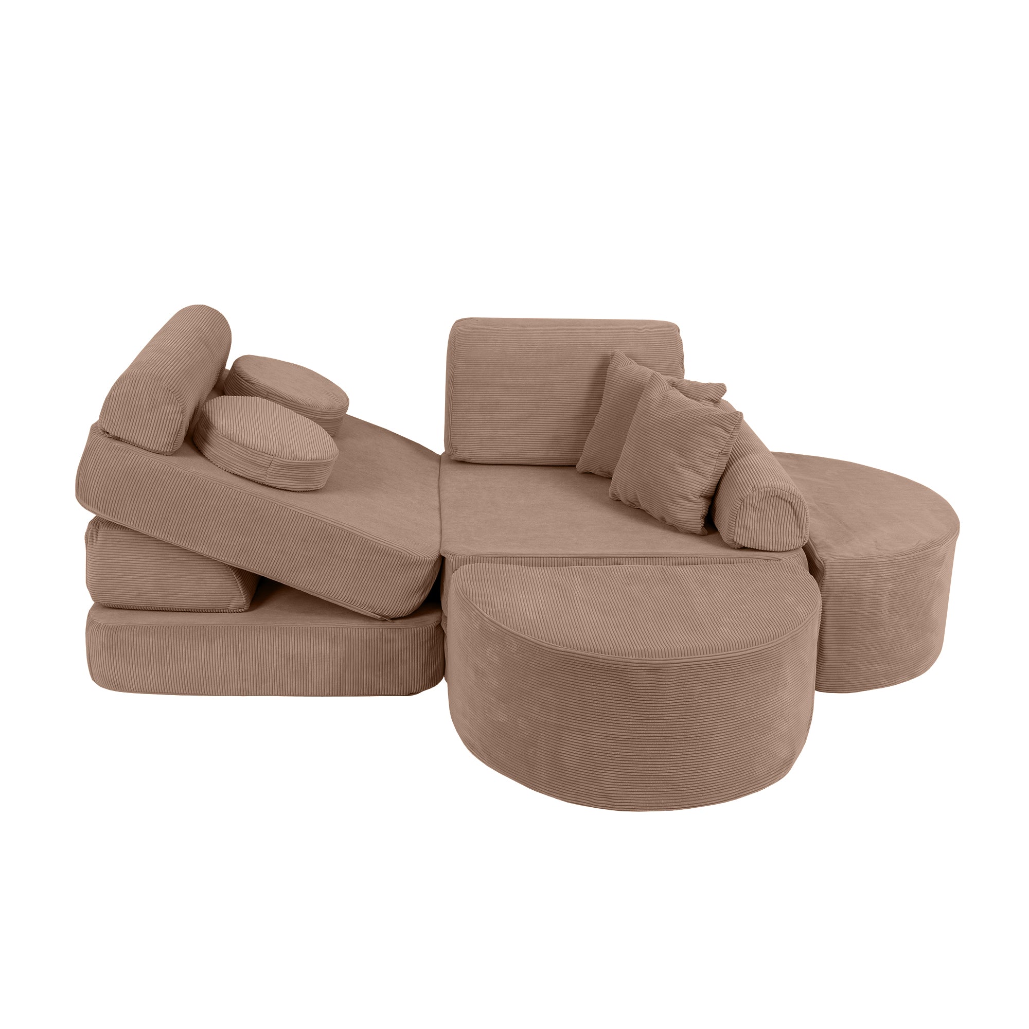 MeowBaby Slimcord Kids Play Sofa | Modular Play Sofa Bed | brown play sofa for kids | play couch |