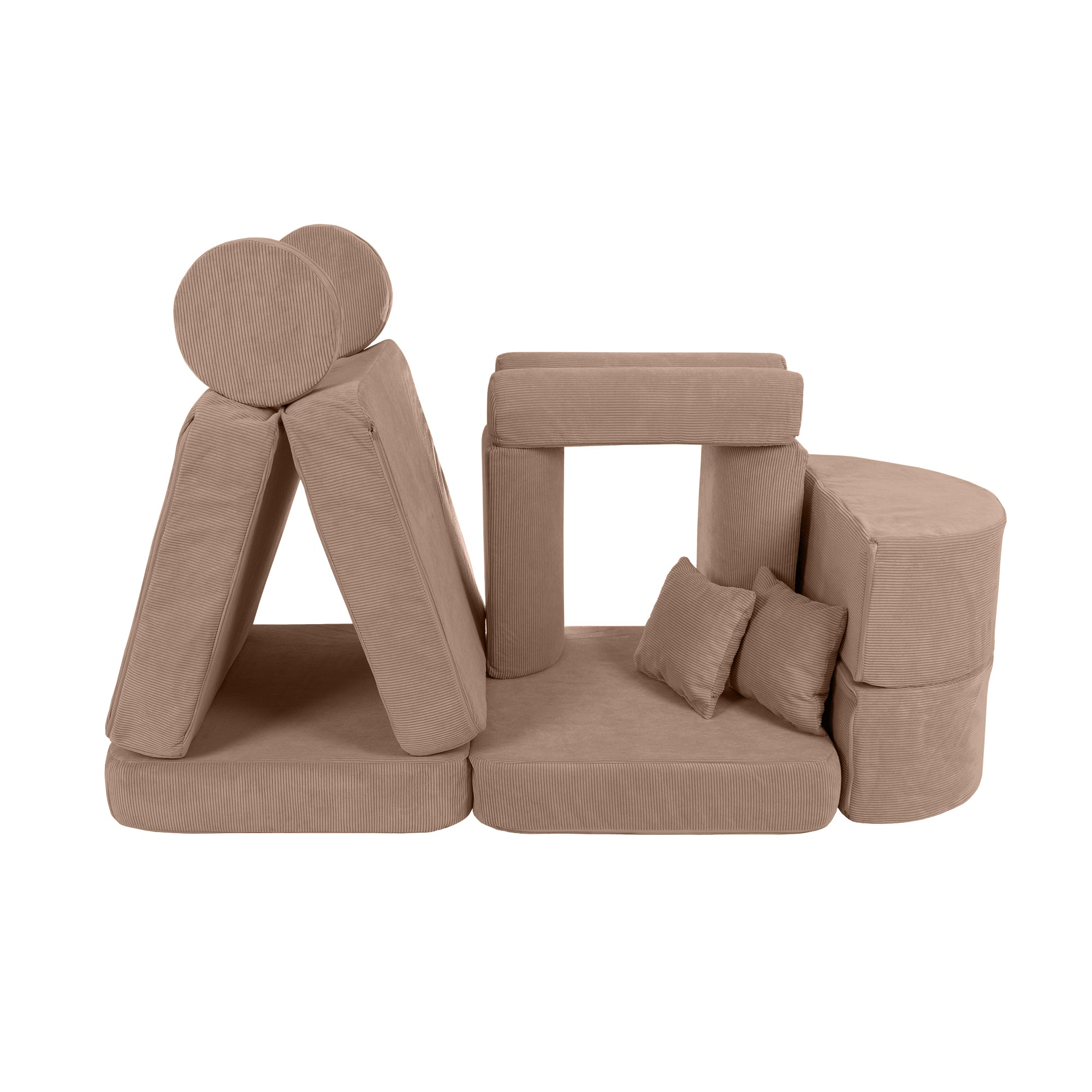MeowBaby Slimcord Kids Play Sofa | Modular Play Sofa Bed | brown play sofa for kids | play couch |
