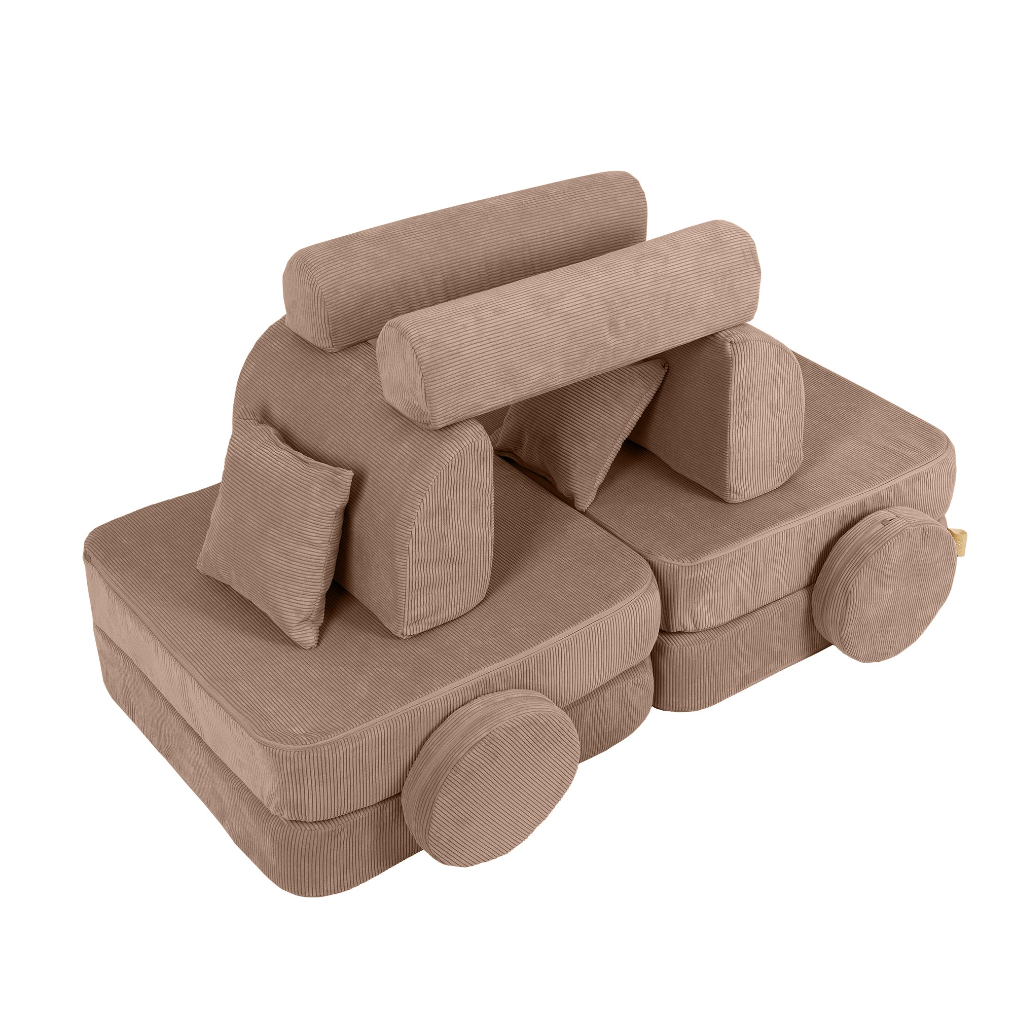 MeowBaby Slimcord Kids Play Sofa | Modular Play Sofa Bed | brown play sofa for kids | play couch |