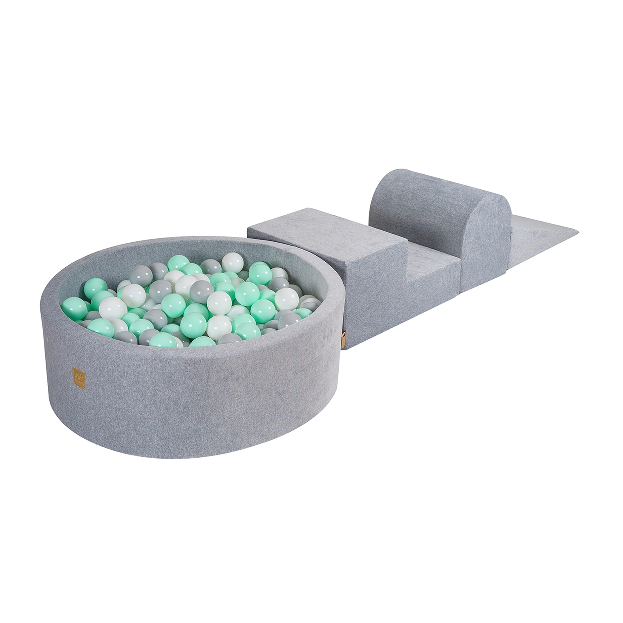 MeowBaby Velvet Kids Foam Climbing Blocks Light Grey - Baby Soft Play Set