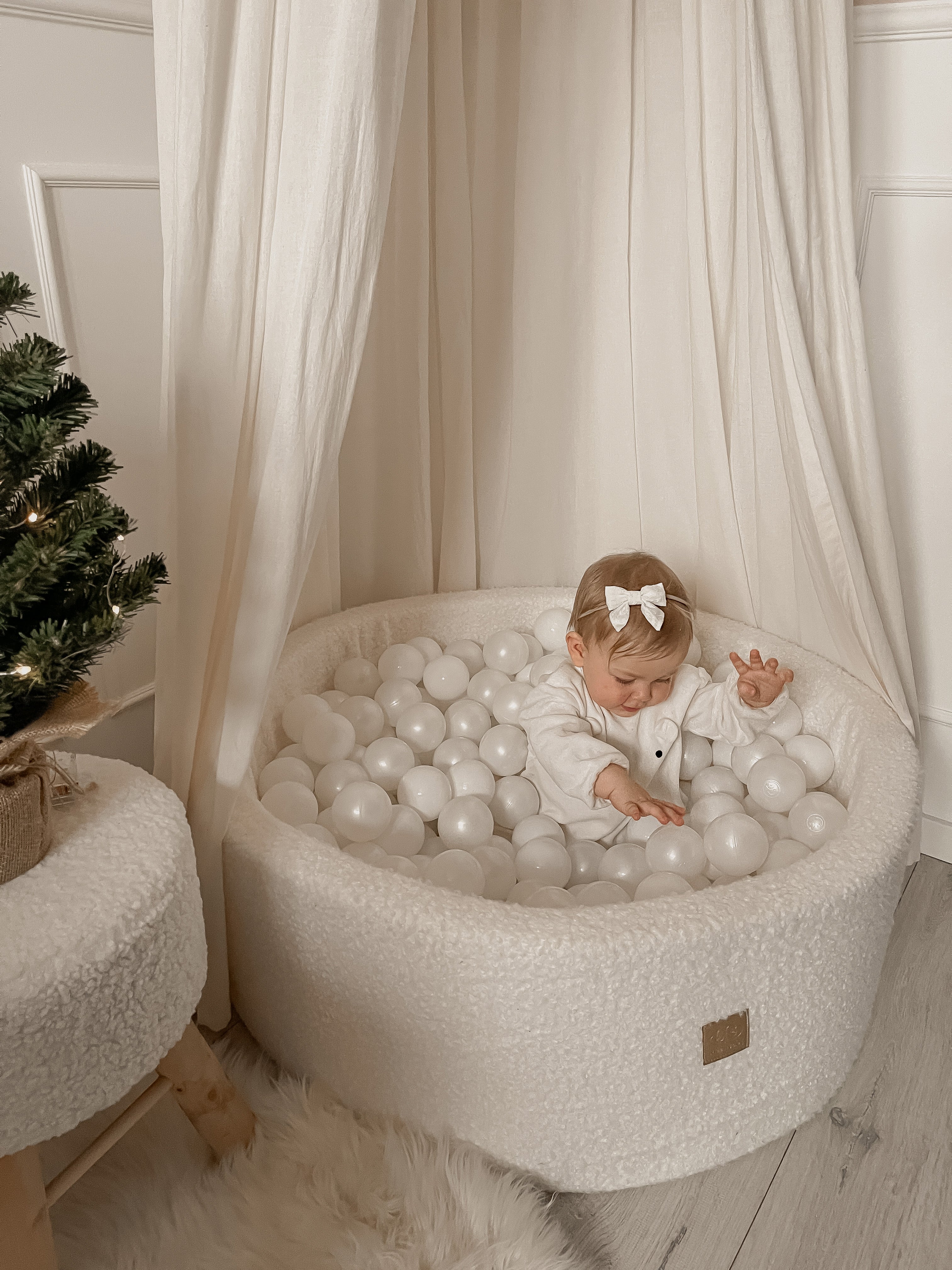 MeowBaby White Boucle Ball Pit | Foam baby ball pit | Ball Pit Balls White Boucle | Ball Pit Toddler |