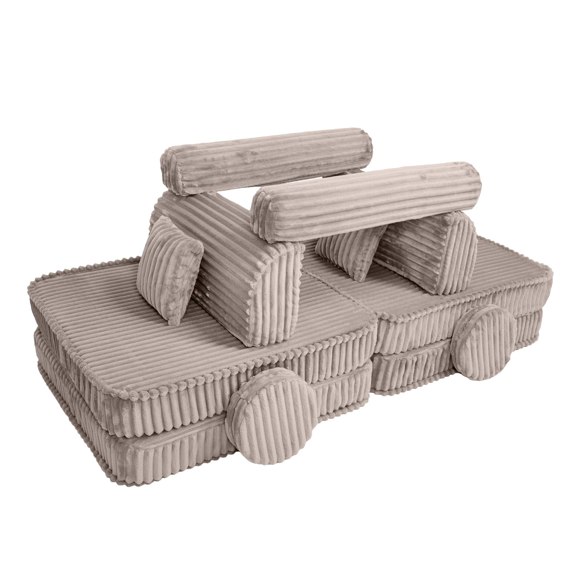 MeowBaby Kids Play Sofa - Modular Play Sofa Couch - beige | churros play sofa for kids