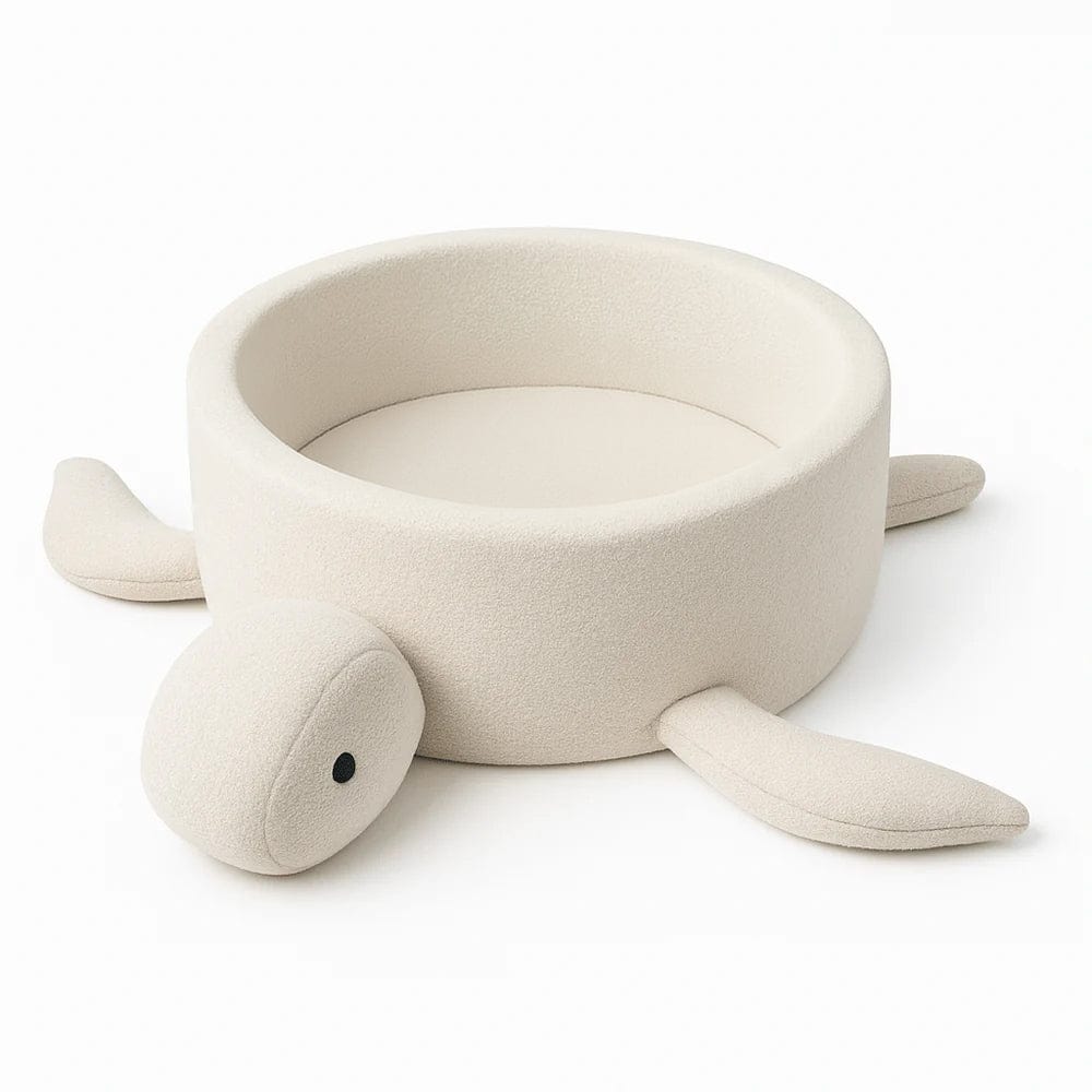 Meowbaby Turtle Ball Pit for Children – Balls to Choose | Cheesecake Cream Beige | Boucle