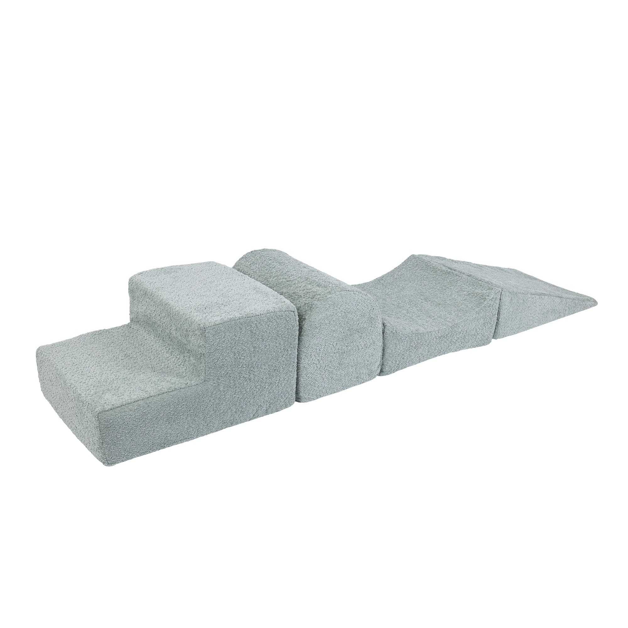 MeowBaby White Boucle Kids Foam Climbing Blocks - Baby Soft Play Set | 4 Elements