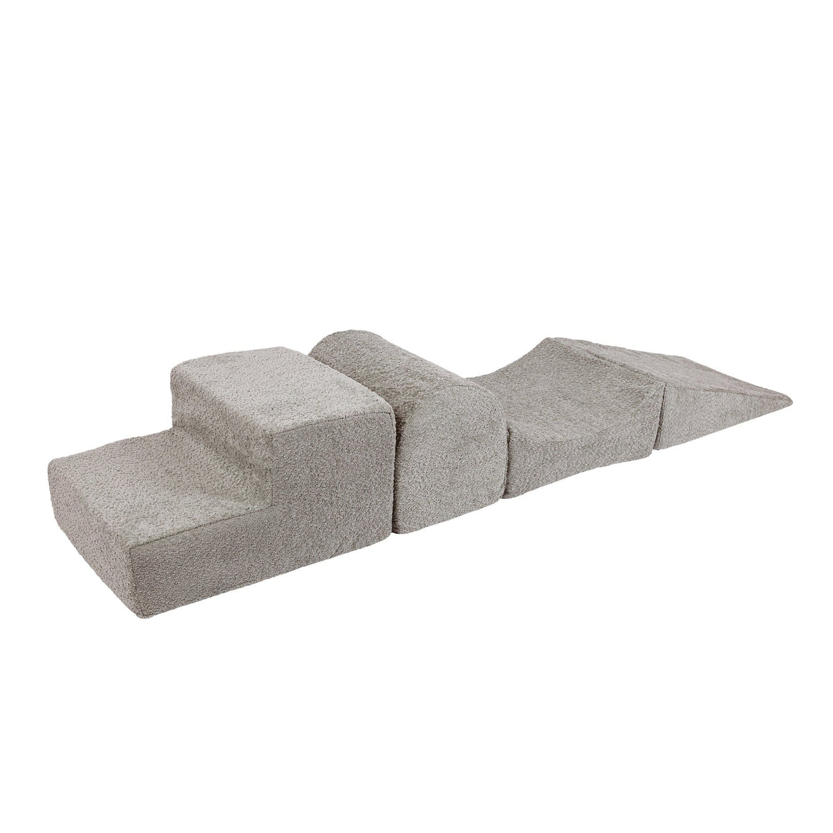 MeowBaby White Boucle Kids Foam Climbing Blocks - Baby Soft Play Set | 4 Elements
