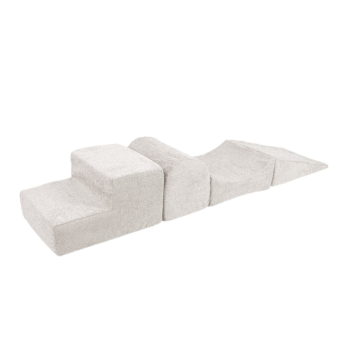 MeowBaby White Boucle Kids Foam Climbing Blocks - Baby Soft Play Set | 4 Elements