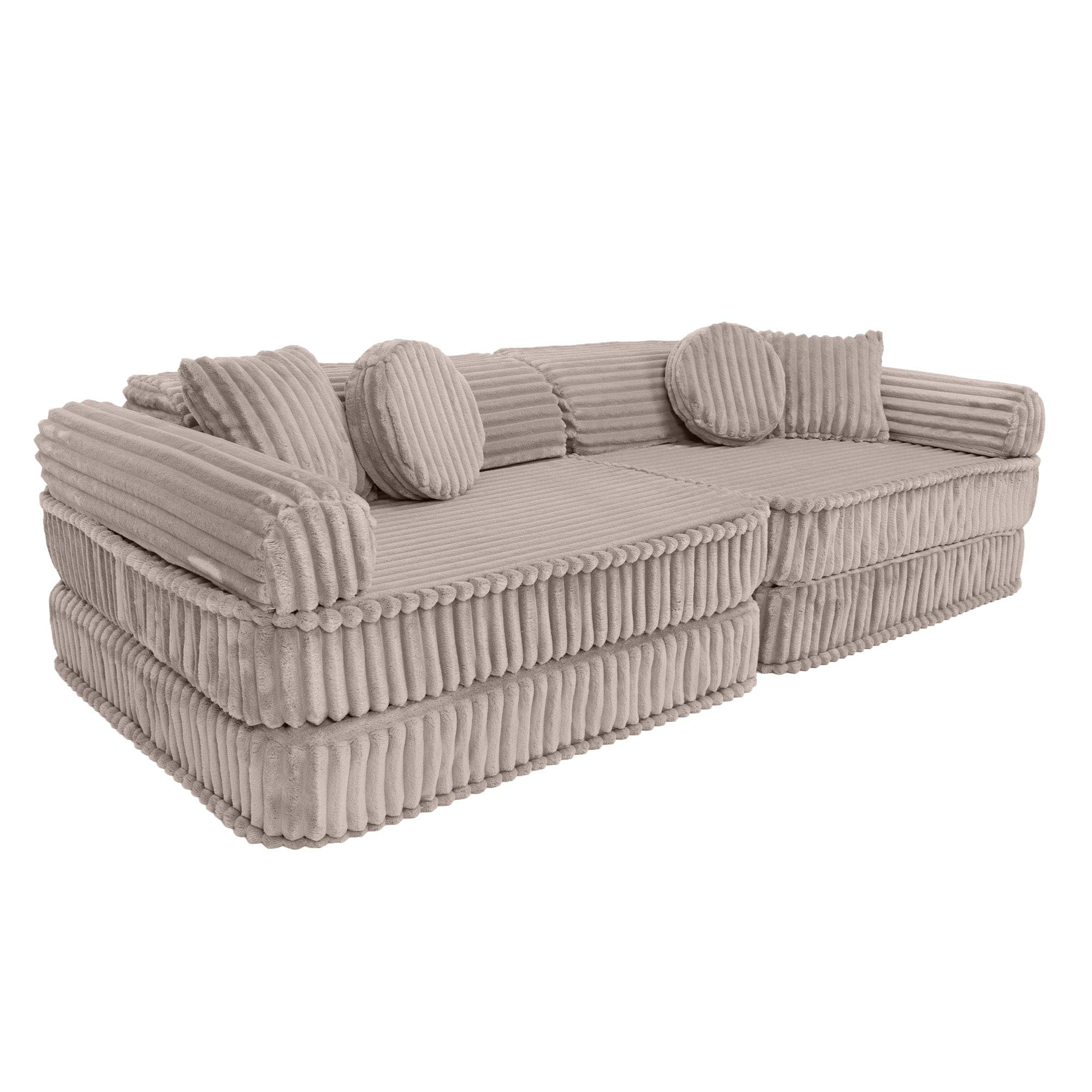 MeowBaby Kids Play Sofa - Modular Play Sofa Couch - beige | churros play sofa for kids
