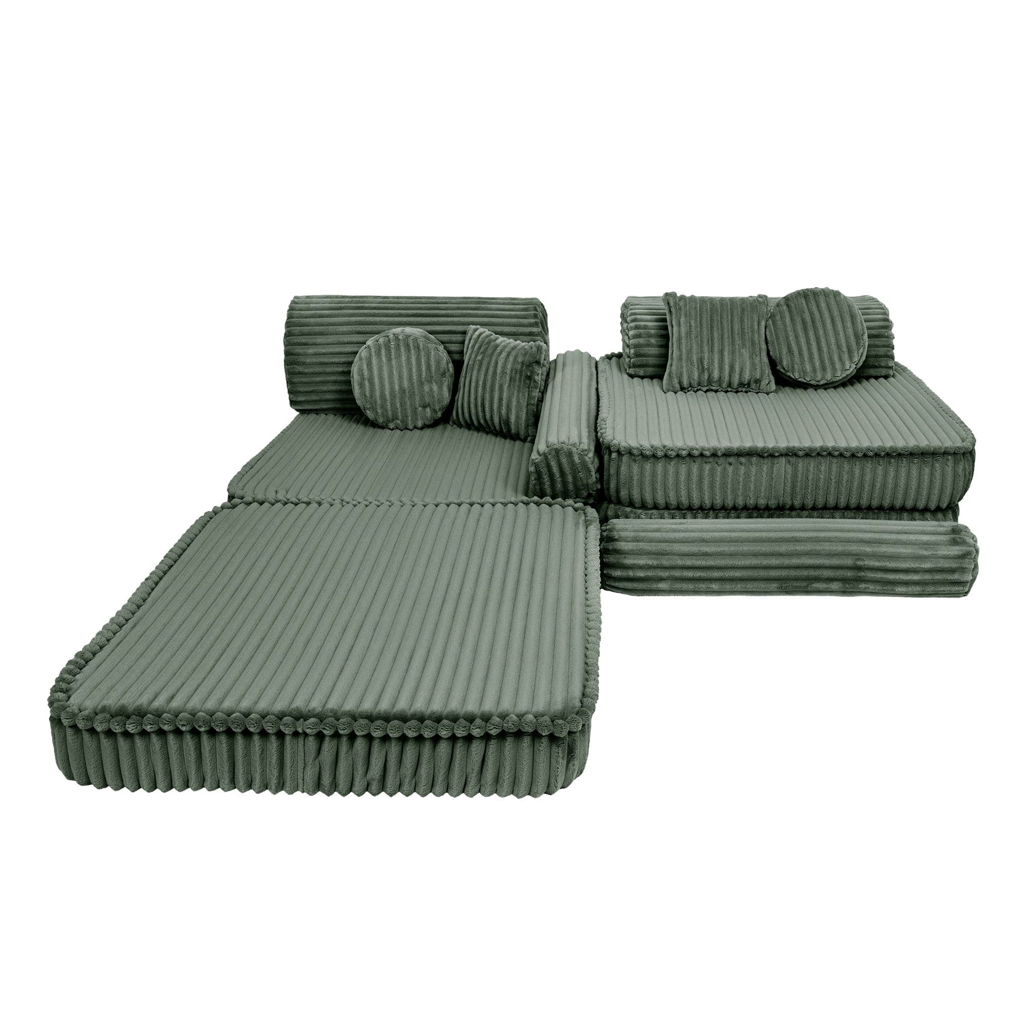 MeowBaby Kids Play Sofa - Modular Play Sofa Couch - green | churros play sofa for kids