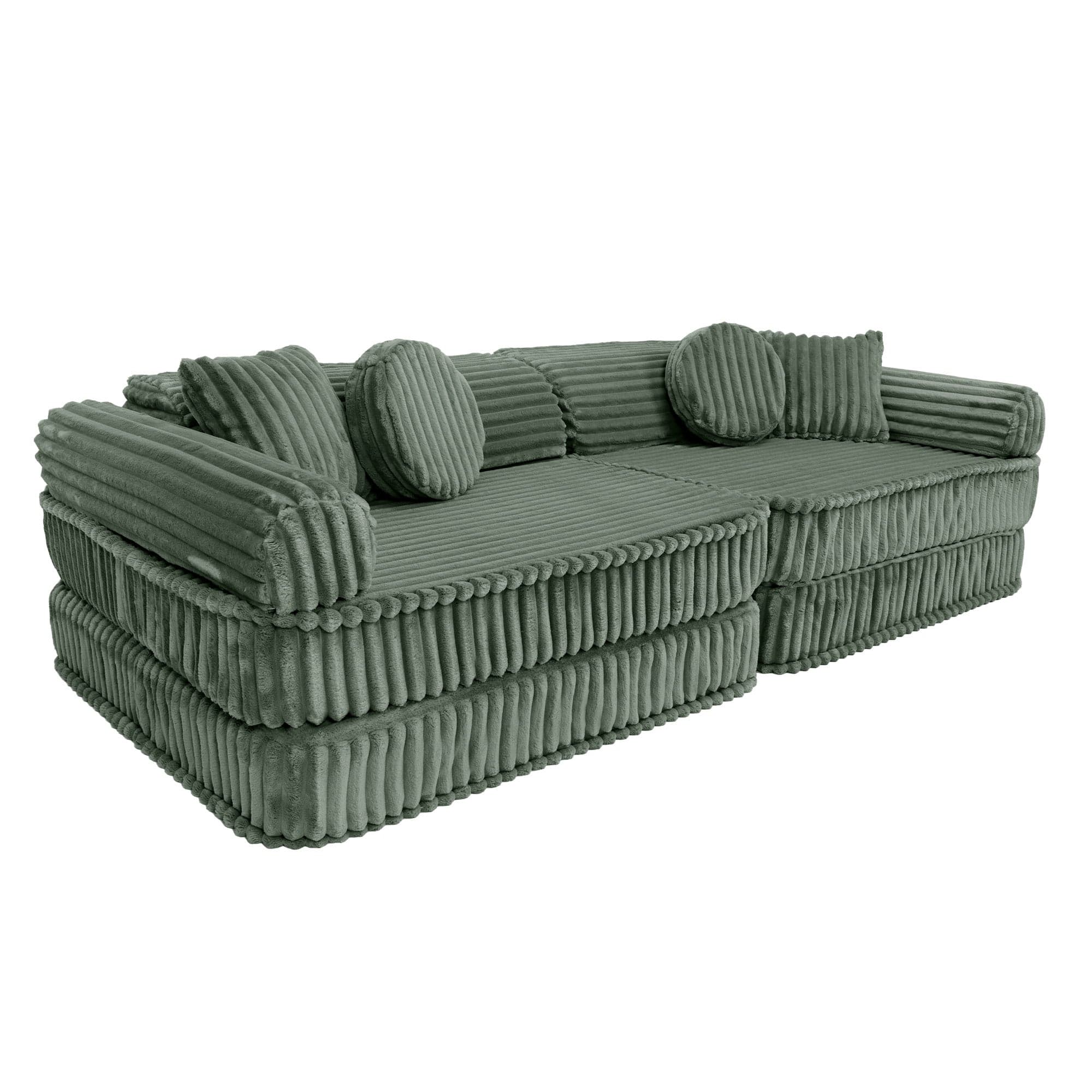 MeowBaby Kids Play Sofa - Modular Play Sofa Couch - green | churros play sofa for kids