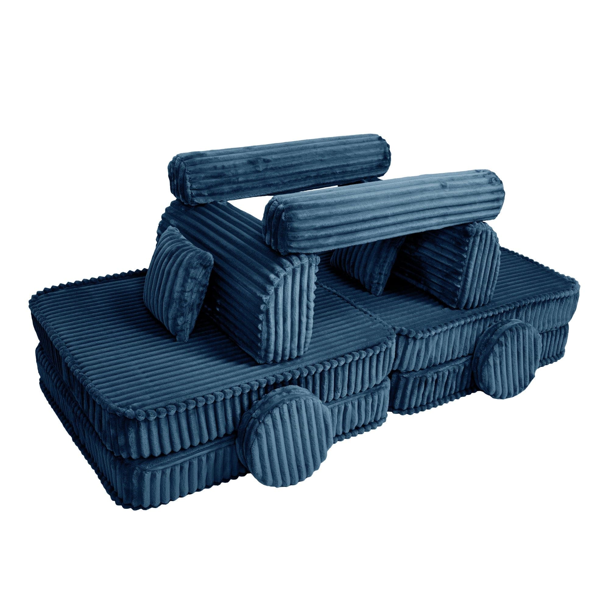 MeowBaby Kids Play Sofa - Modular Play Sofa Couch - blue | churros play sofa for kids