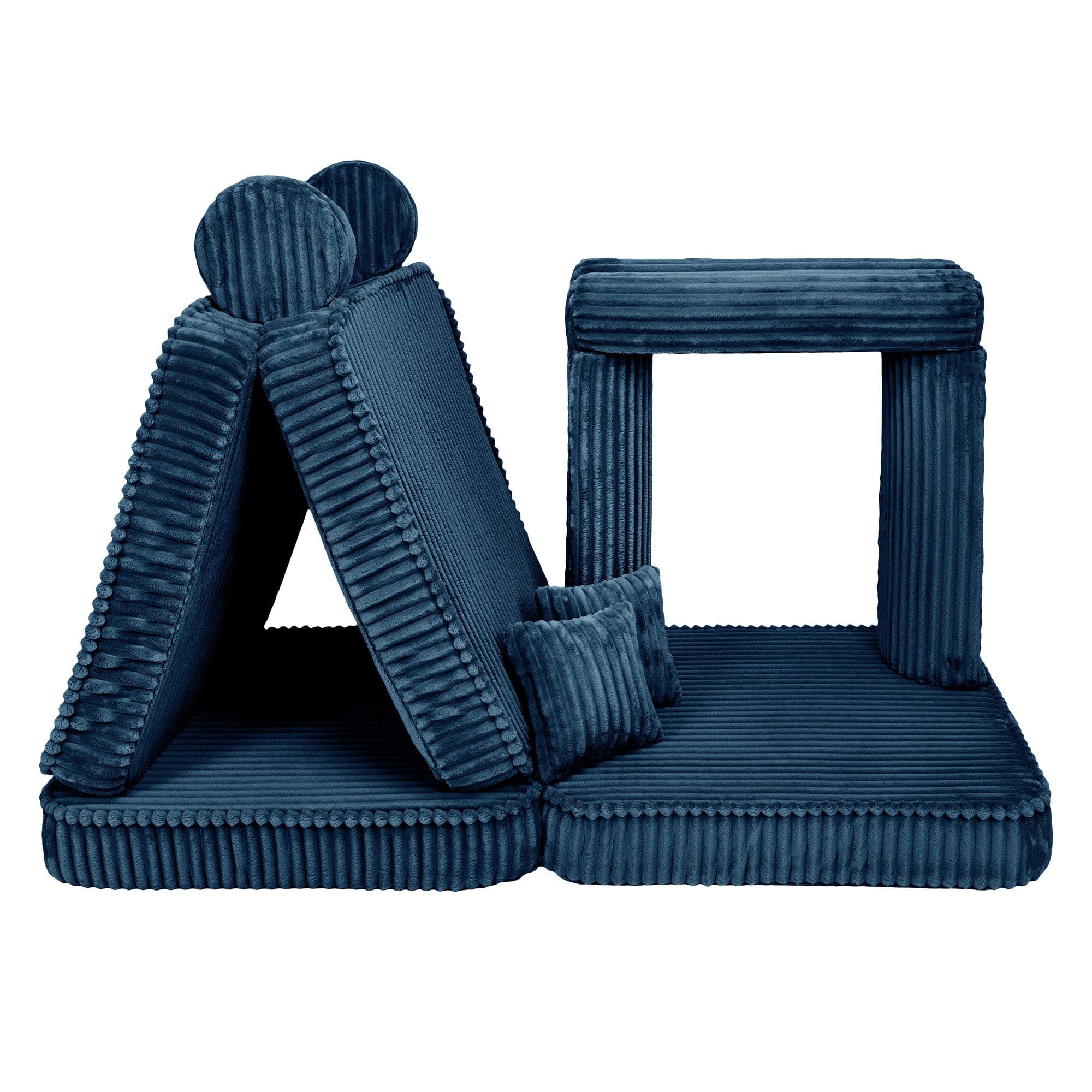 MeowBaby Kids Play Sofa - Modular Play Sofa Couch - blue | churros play sofa for kids