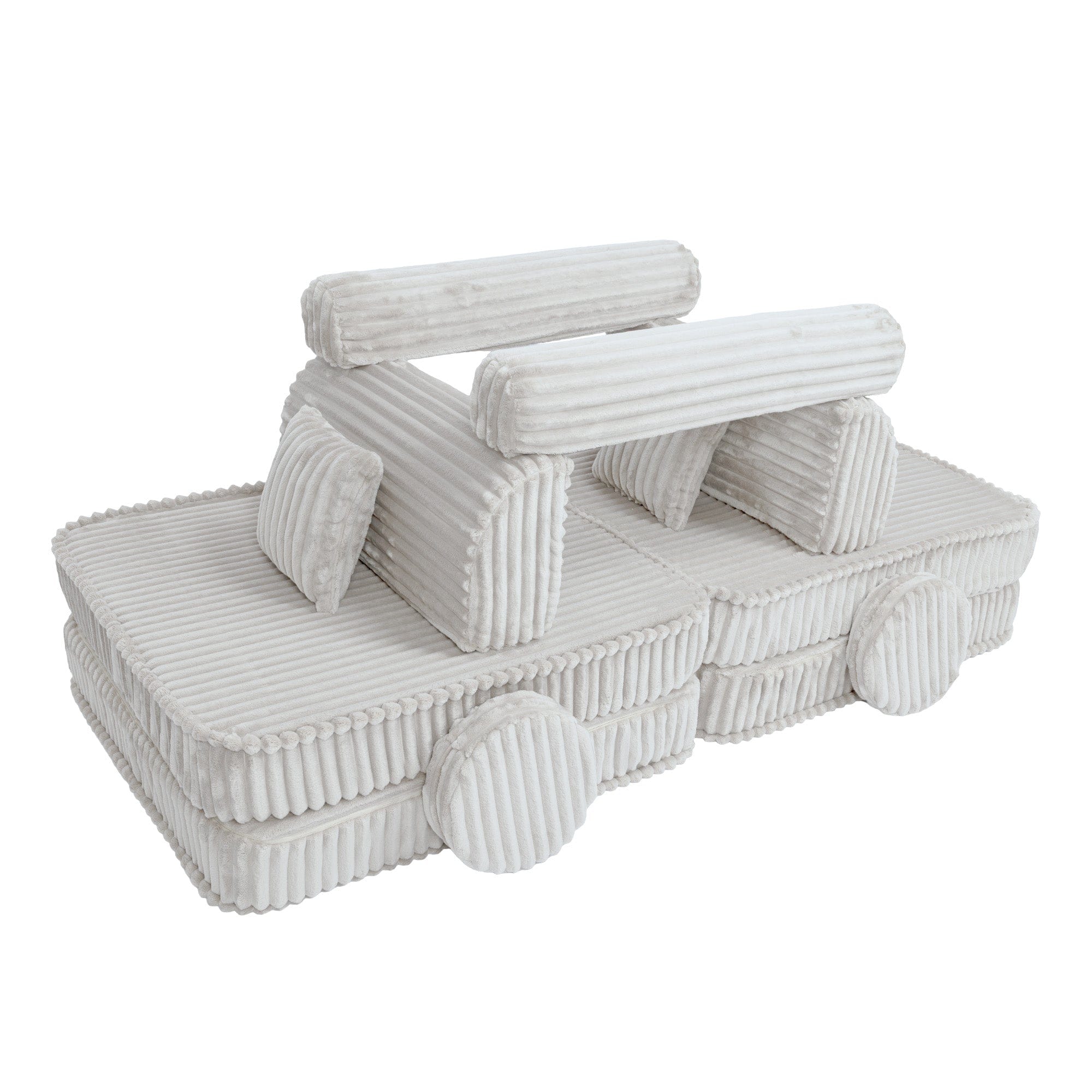 MeowBaby Kids Play Sofa - Modular Play Sofa Couch - white | churros play sofa for kids