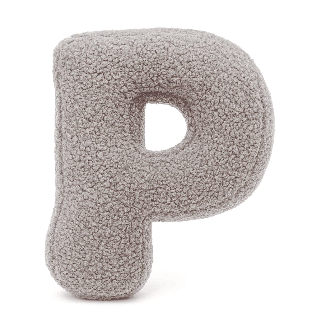 Alphabet Letter Pillow – Light Grey | Bearly