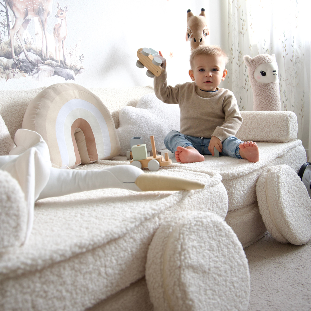 MeowBaby Bearly Kids Play Sofa Cream