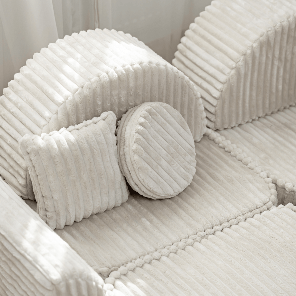 MeowBaby Kids Play Sofa - Modular Play Sofa Couch - white | churros play sofa for kids