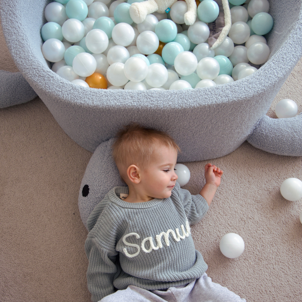 MeowBaby Ball Pit for Kids – Turtle | Boucle Ball Pit Balls to Choose | Oat Biscuit Beige |