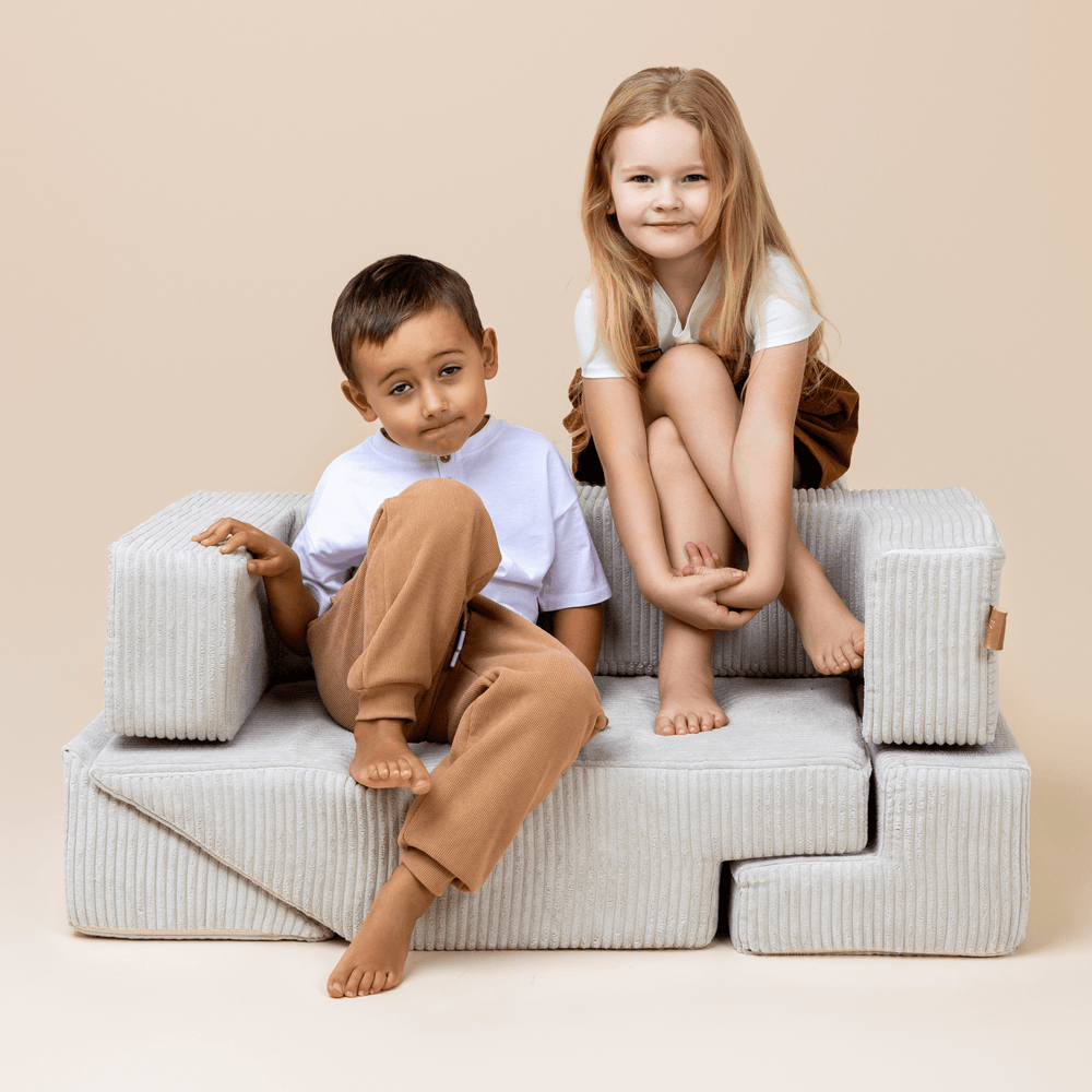 Aesthetic Kids Play Sofa Bricks - Modular Play Couch Ecru Meowbaby