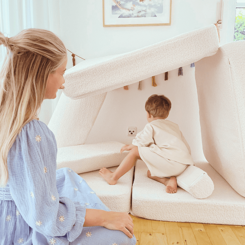 MeowBaby Boucle Kids Play Sofa - Modular Play Couch | 12 Pieces