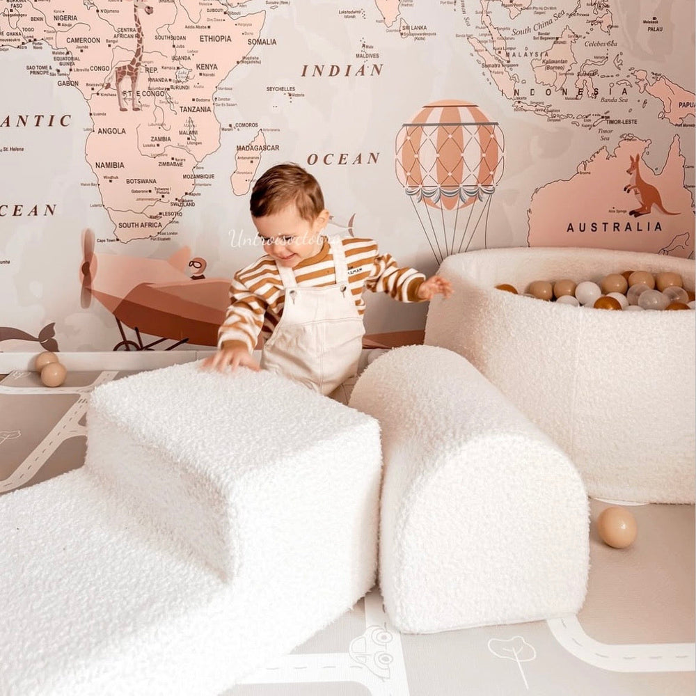 MeowBaby Boucle Kids Foam Climbing Blocks White - Baby Soft Play Set