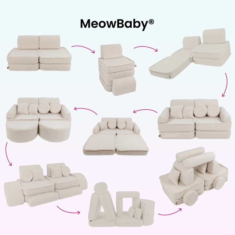 MeowBaby Bearly Play Sofa Max – Modular Kids Play Couch | 14 Pieces