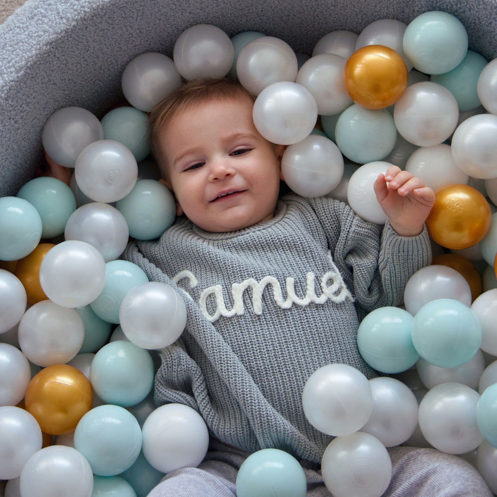 MeowBaby Ball Pit for Kids – Turtle | Boucle Ball Pit Balls to Choose | Oat Biscuit Beige |