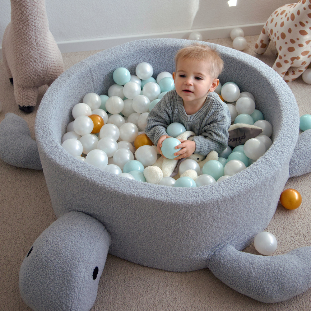 Ball Pit for Children – Turtle | Balls to Choose | Dusty Ice Blue | Boucle