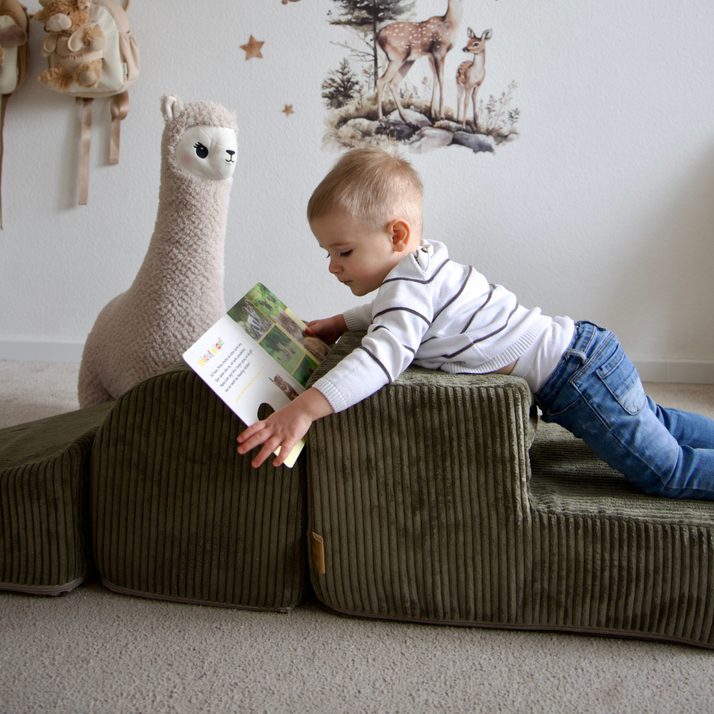 Meowbaby Aesthetic Brown Corduroy Kids Foam Climbing Blocks - Baby Soft Play Set 