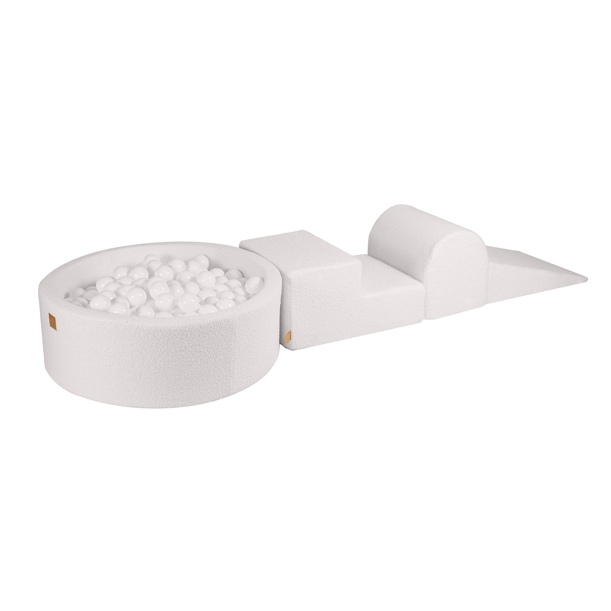 Meowbaby White Boucle Kids Foam Climbing Blocks | Soft Play Set for Babies | Soft play blocks | soft play with ball pit white boucle |