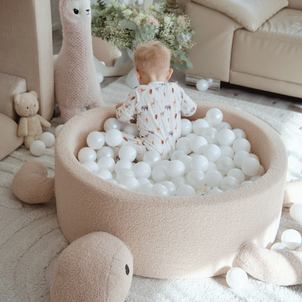 Ball Pit for Children – Turtle | Balls to Choose | Raspberry Glaze Pink | Boucle