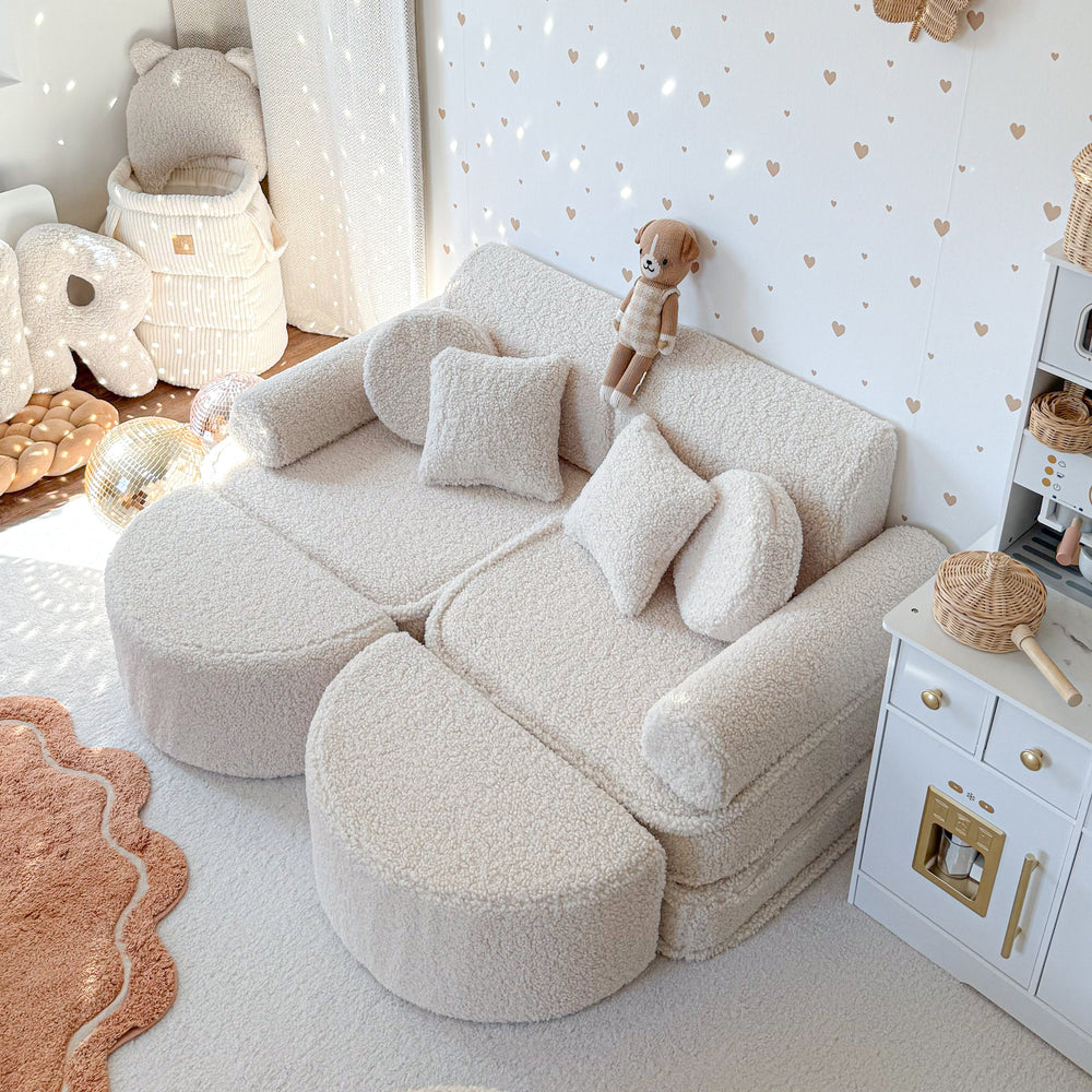 Play Sofa for Kids | Modular Play Couch | Play Sofa | Meowbaby Bearly Cream Kids Play Sofa Max | Modular Kids Sofa | 