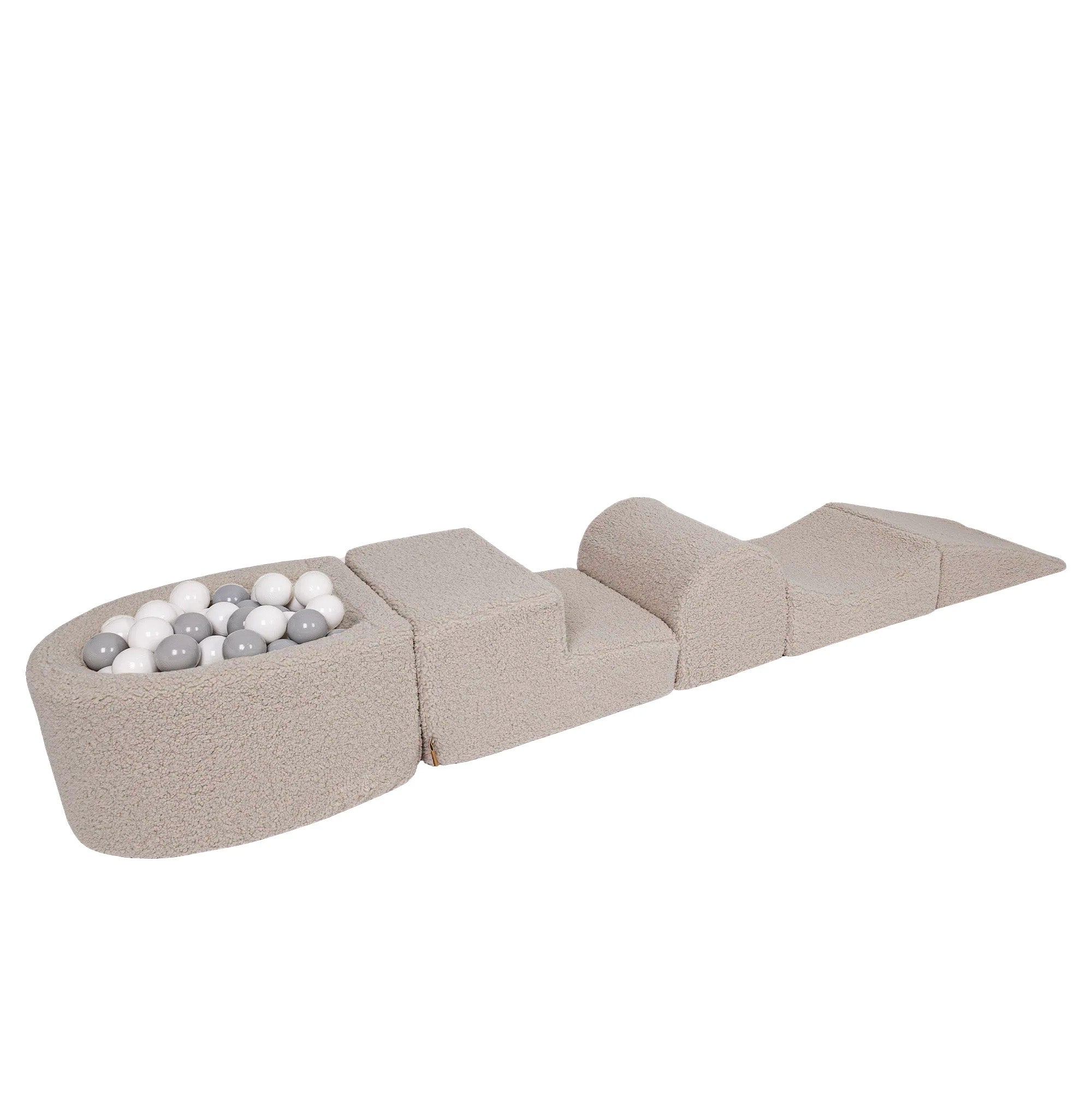 Bearly Kids Foam Climbing Blocks Light Grey - Baby Soft Play Set | Balls to Choose