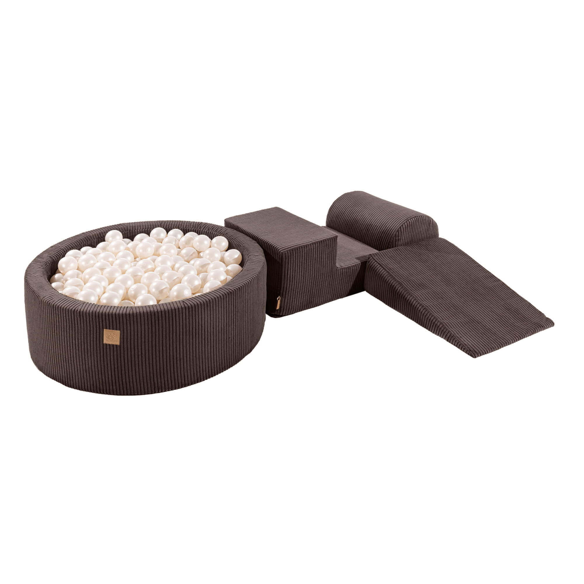 MeowBaby Aesthetic BROWN Corduroy Soft Play Set with Ball Pit 
