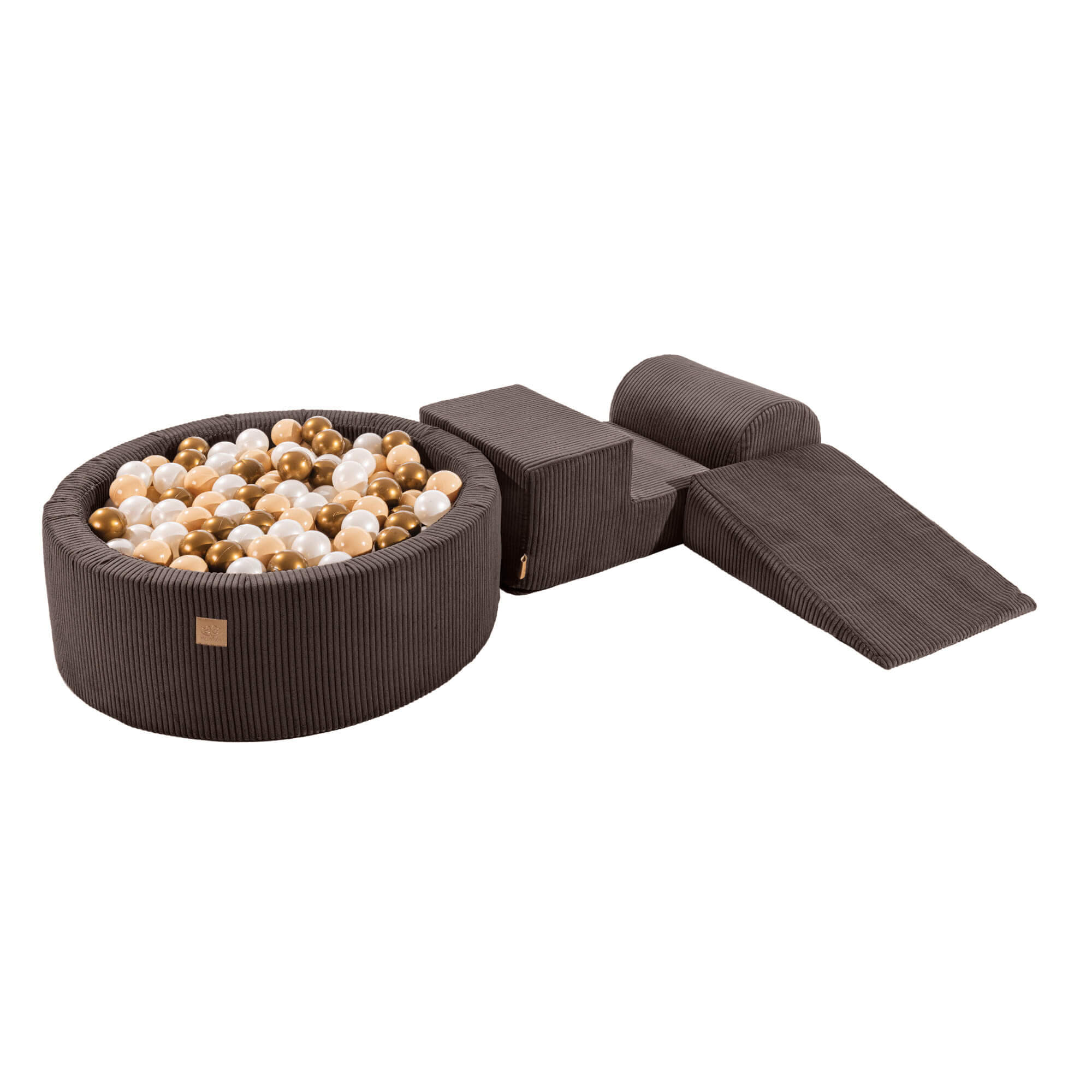 MeowBaby Aesthetic BROWN Corduroy Soft Play Set with Ball Pit 