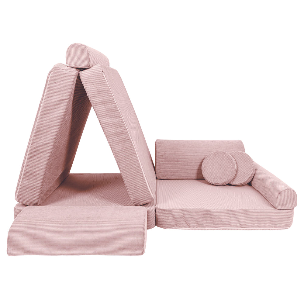 Kids Play Sofa | MeowBaby Slimcord play sofa | Modular Play Couch Pink | Pink Play sofa for Kids |