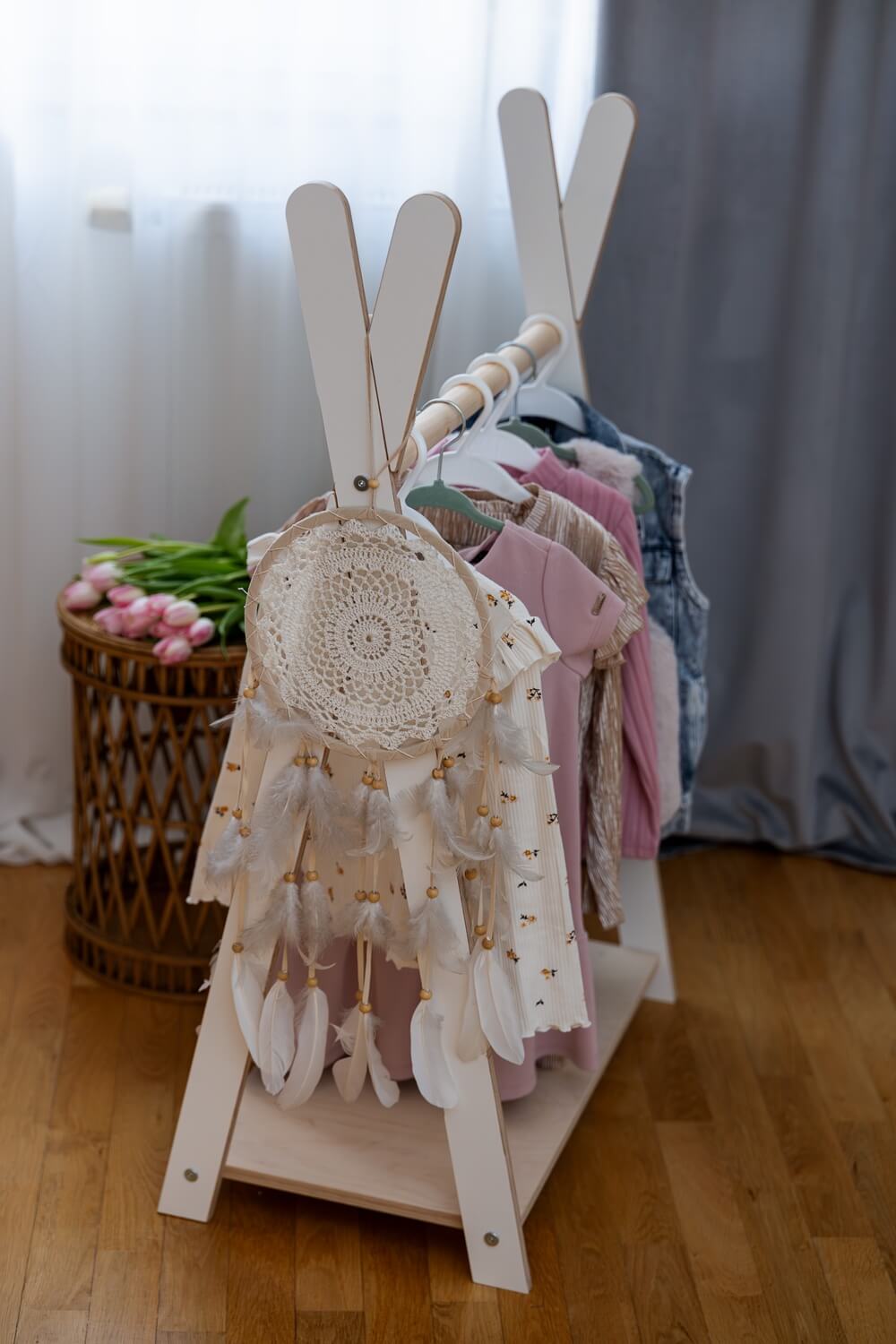 Tipi Hanger - Wooden Clothes Rail With Shelve For Kids Bedroom